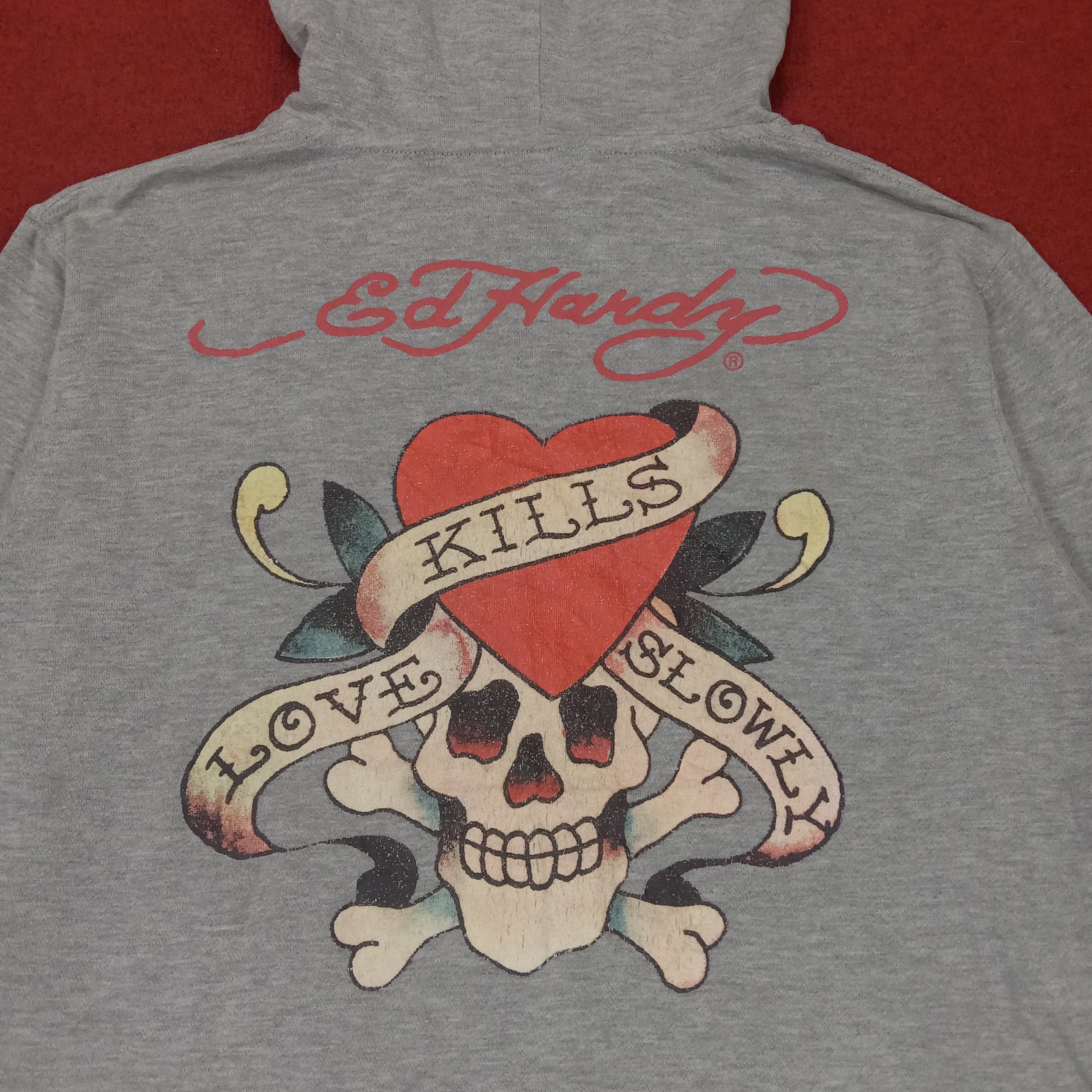Christian Audigier × Ed Hardy × Vintage Ed Hardy Skulls Design Streetwear Zipper Hoodies Size US M / EU 48-50 / 2 - 2 Thumbnail