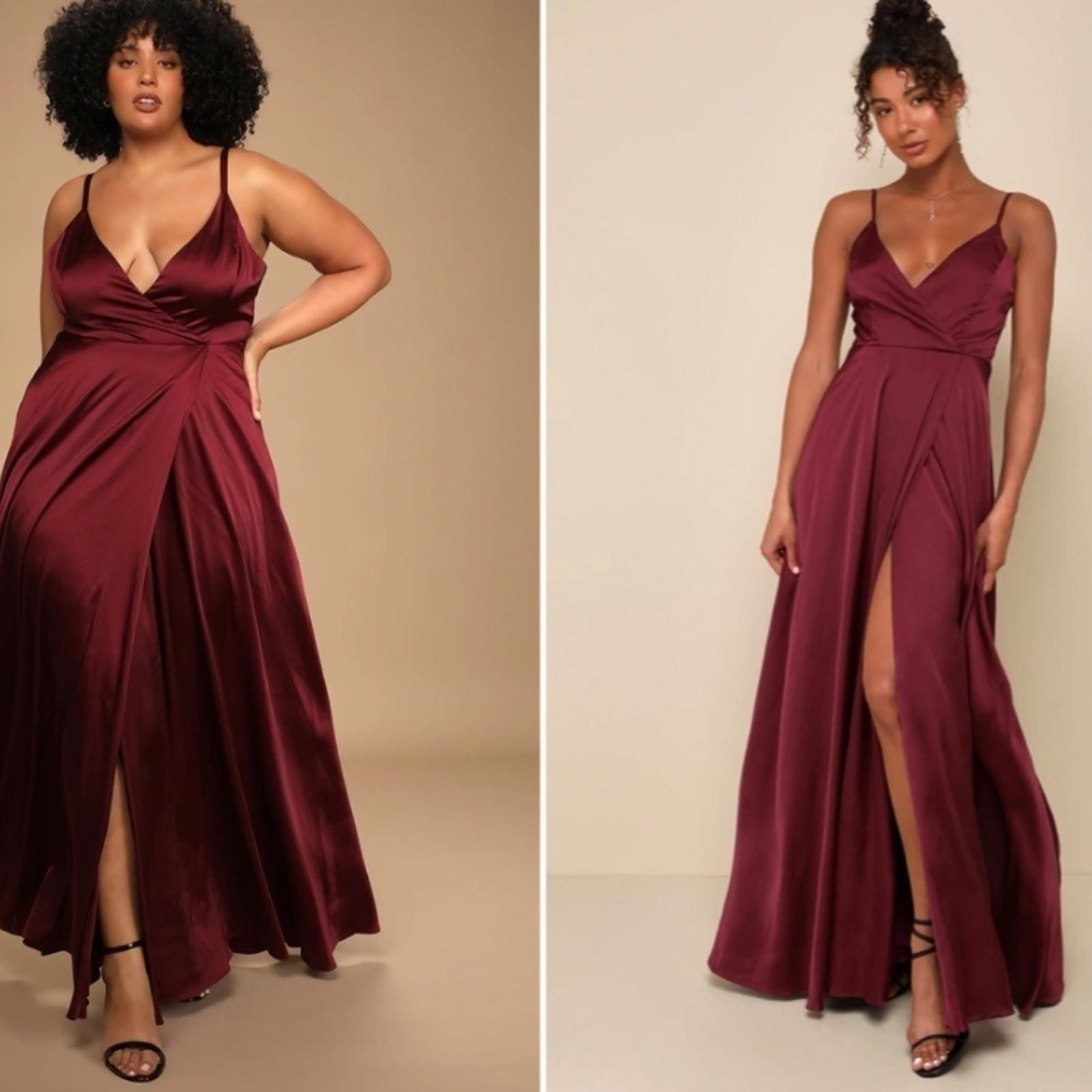 Lulus LULU's Prom Wedding Bridesmaid Burgundy Satin Sexy Gown Size S / US 4 / IT 40 - 4 Thumbnail