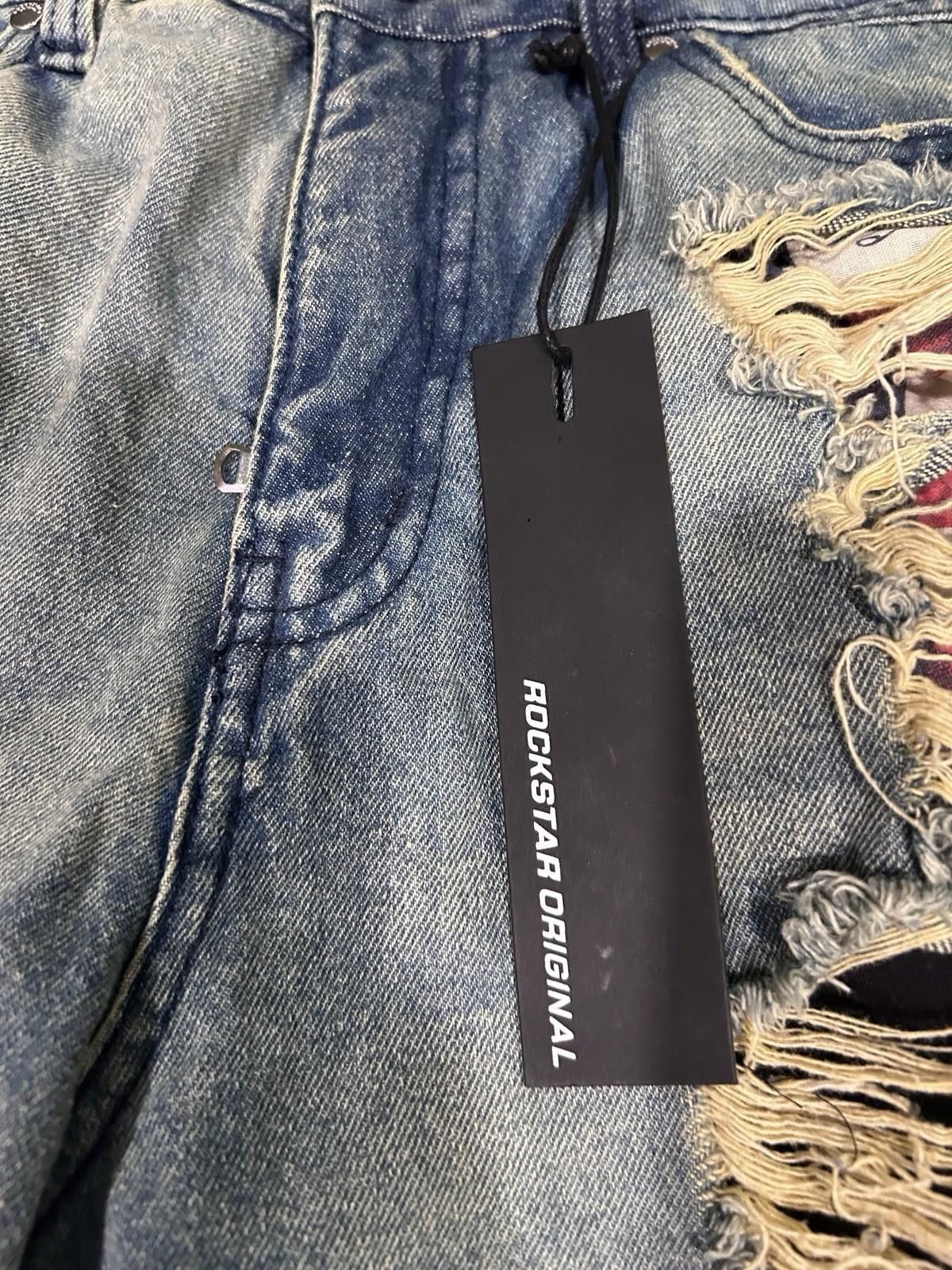 Designer Rockstar Original Tamyra Blue Baggy Jeans M Distressed NWT Size US 32 / EU 48 - 4 Thumbnail