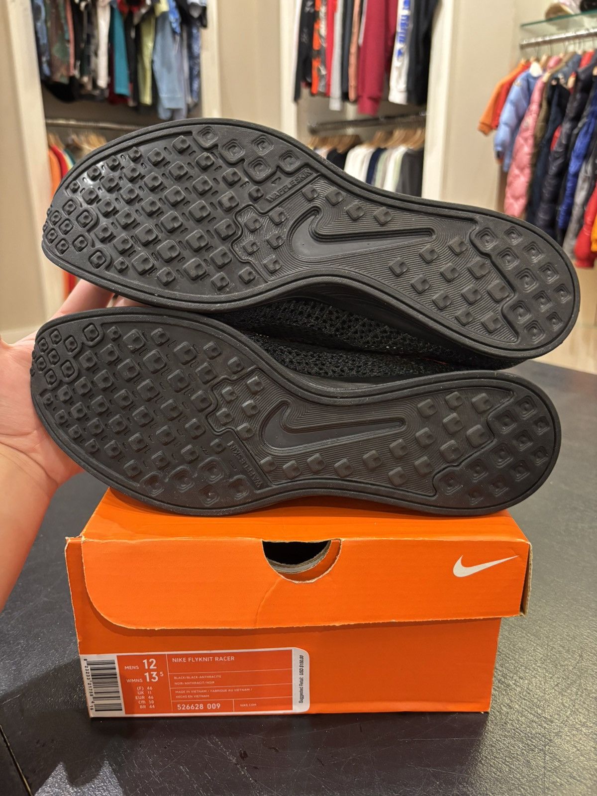 Nike Nike Flyknit Racer Triple Black Size US 12 / EU 45 - 6 Thumbnail