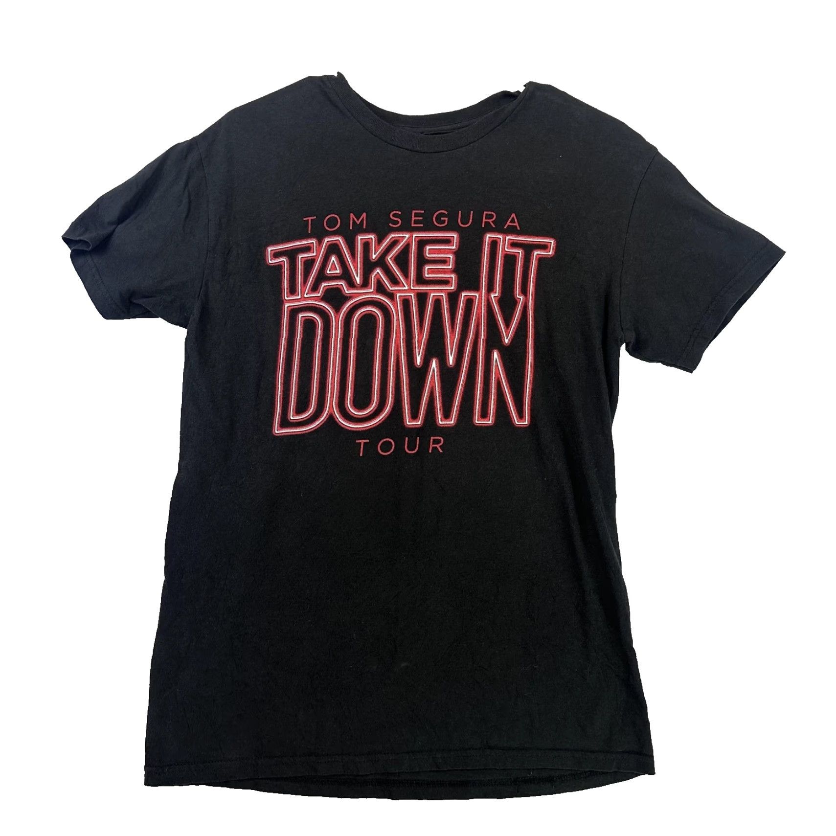 Vintage Tom Segura Stand Up Comedy Tour Shirt M 2019 Take It Down USA Made Black Cotton Graphic Print Short Sleeve Men’s Regular Crew Neck Size US M / EU 48-50 / 2 - 2 Thumbnail
