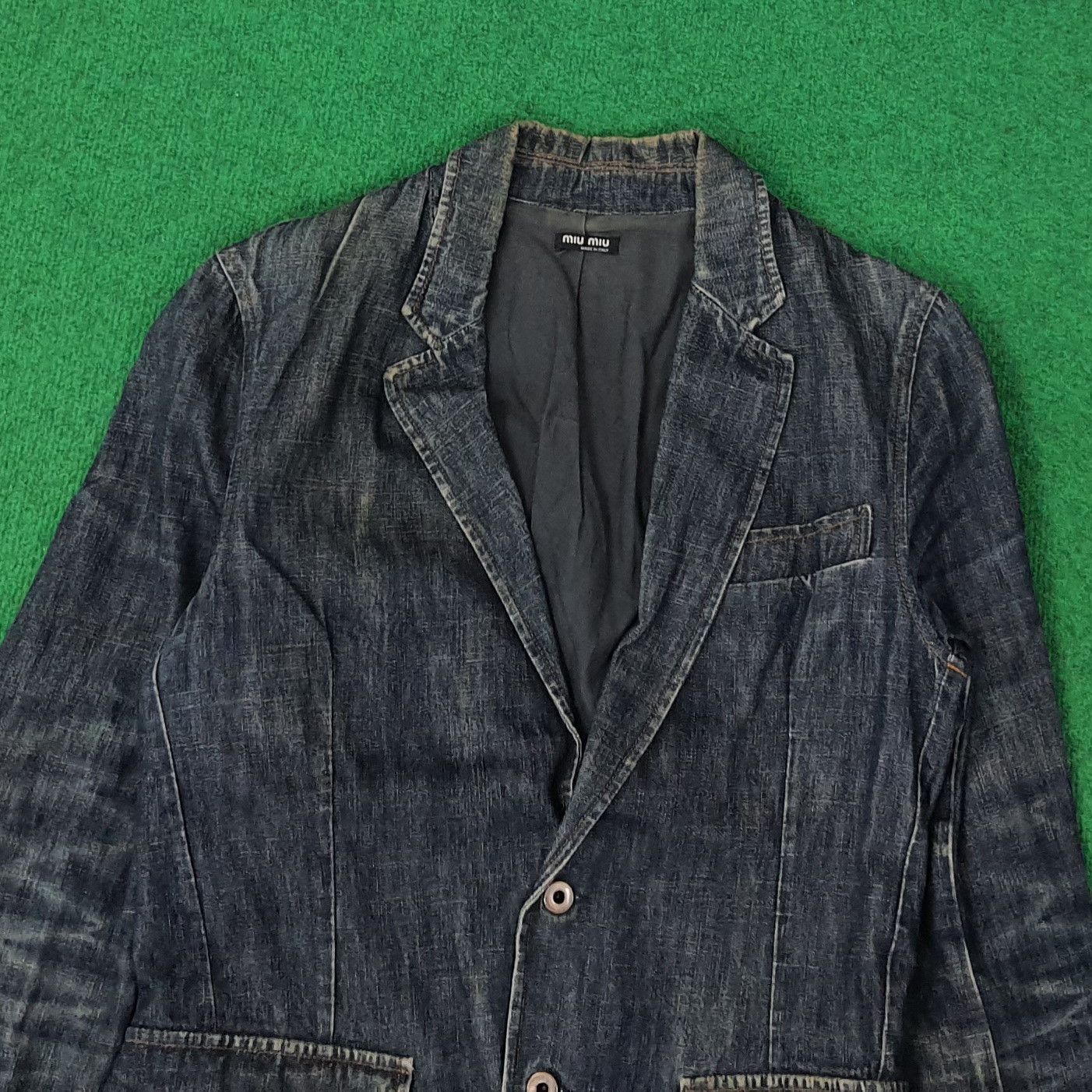 Miu Miu Vintage Miu Miu by Prada Denim Fiammato Blazer C256N2 Size XS / US 0-2 / IT 36-38 - 2 Thumbnail