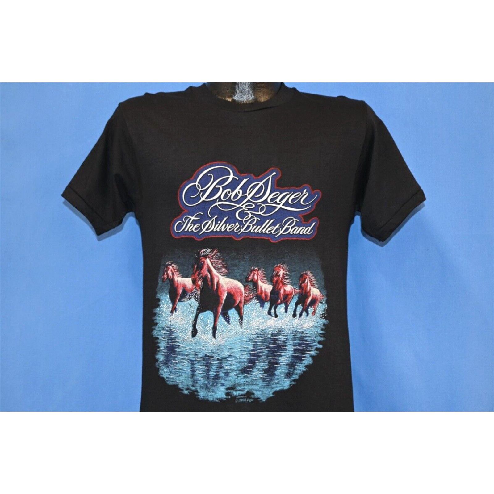 image of Vintage VTG 80's Bob Seger & Silver Bullet Band Touring Against The Wind T-Shirt Small S in White