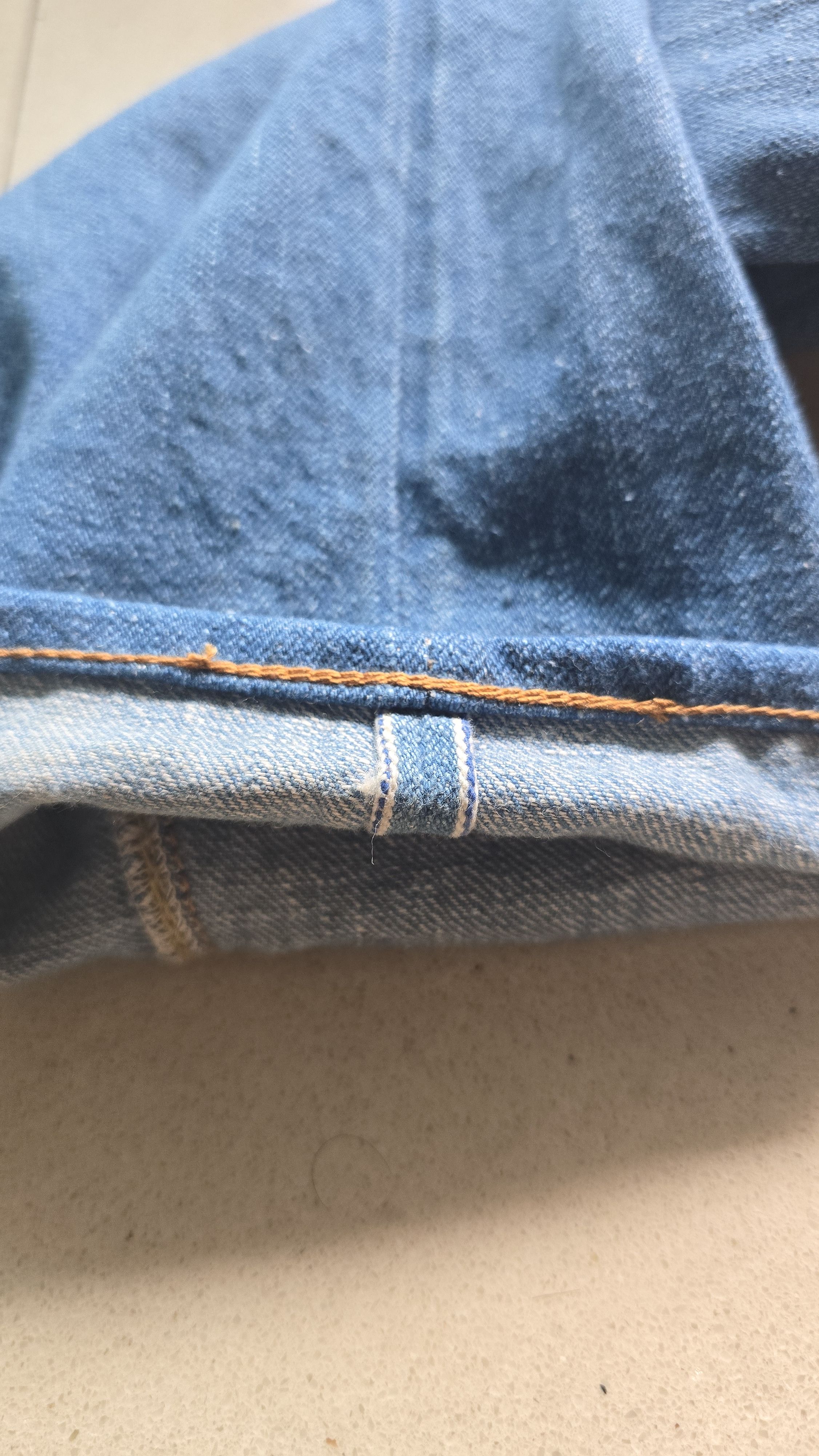 Pure Blue Japan 14oz Greencast Slubby Indigo Denim - Relaxed Taper Fit Size US 30 / EU 46 - 9 Thumbnail