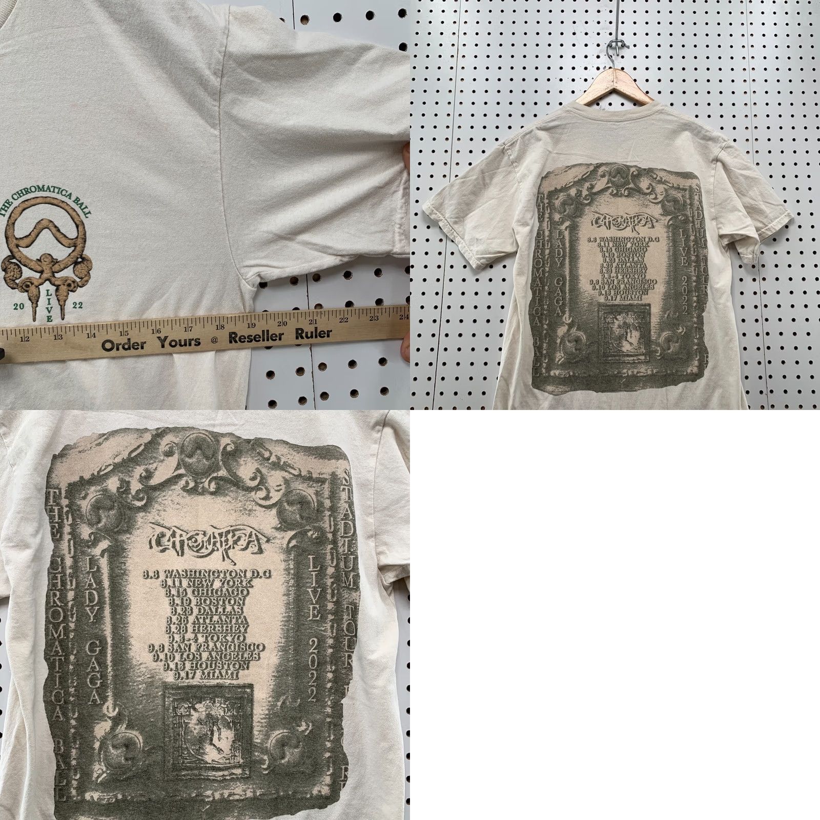 Vintage Lady Gaga Shirt Mens Small Beige The Chromatica Ball 2022 World Tour 19X28 Size US S / EU 44-46 / 1 - 9 Thumbnail
