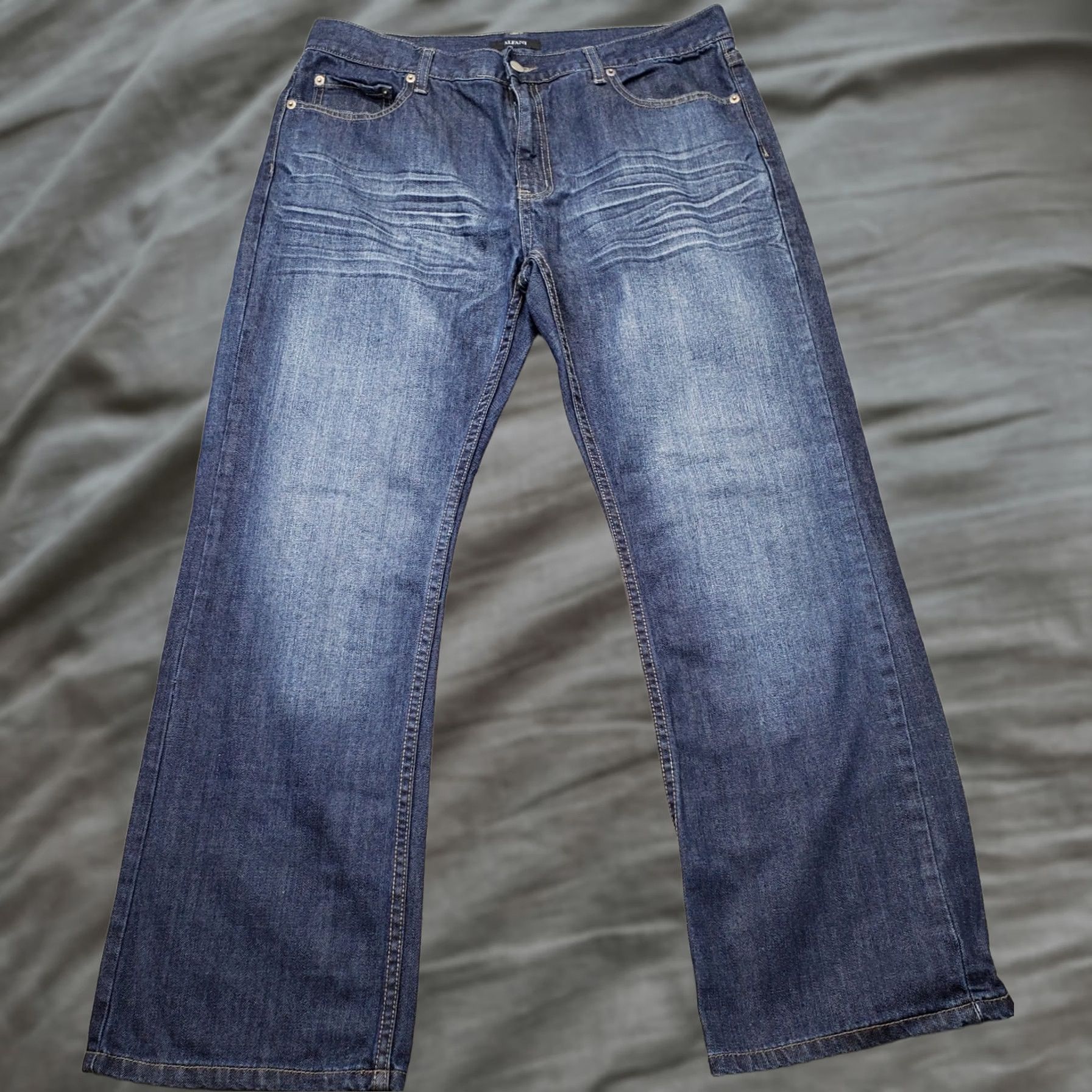 Alfani Alfani Jeans Mens Bootcut 36 Blue Denim Stretch Comfort Faded Boho Whiskered - Size Mens 36 Blue Denim Jeans Mens Size US 36 / EU 52 - 1 Thumbnail
