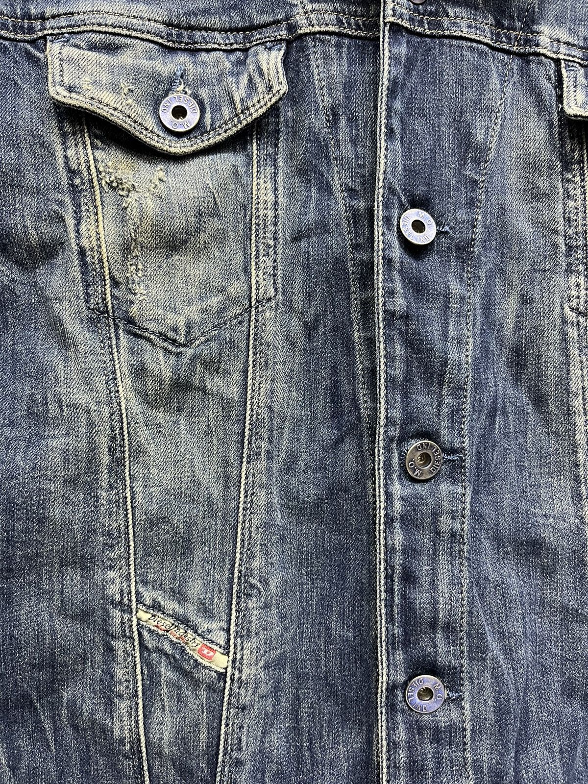 Diesel Vtg DIESEL Long Stretch Denim Shirt Punk Destroyed Design Size S / US 4 / IT 40 - 7 Thumbnail