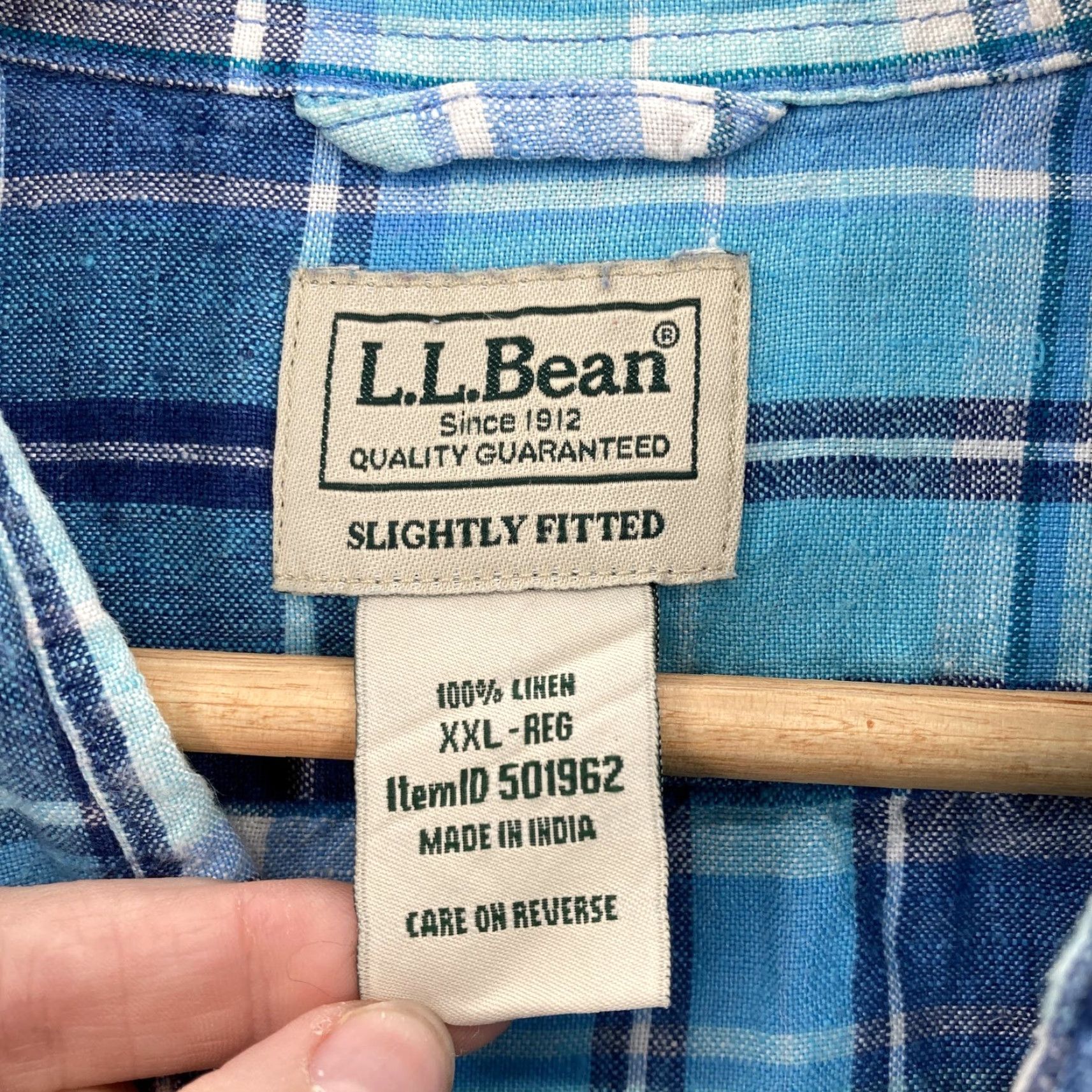Vintage VINTAGE L.L.Bean Shirt Mens 2XL Blue Plaid Linen Short Sleeve Button-Down Fitted Preppy Size US XXL / EU 58 / 5 - 4 Thumbnail