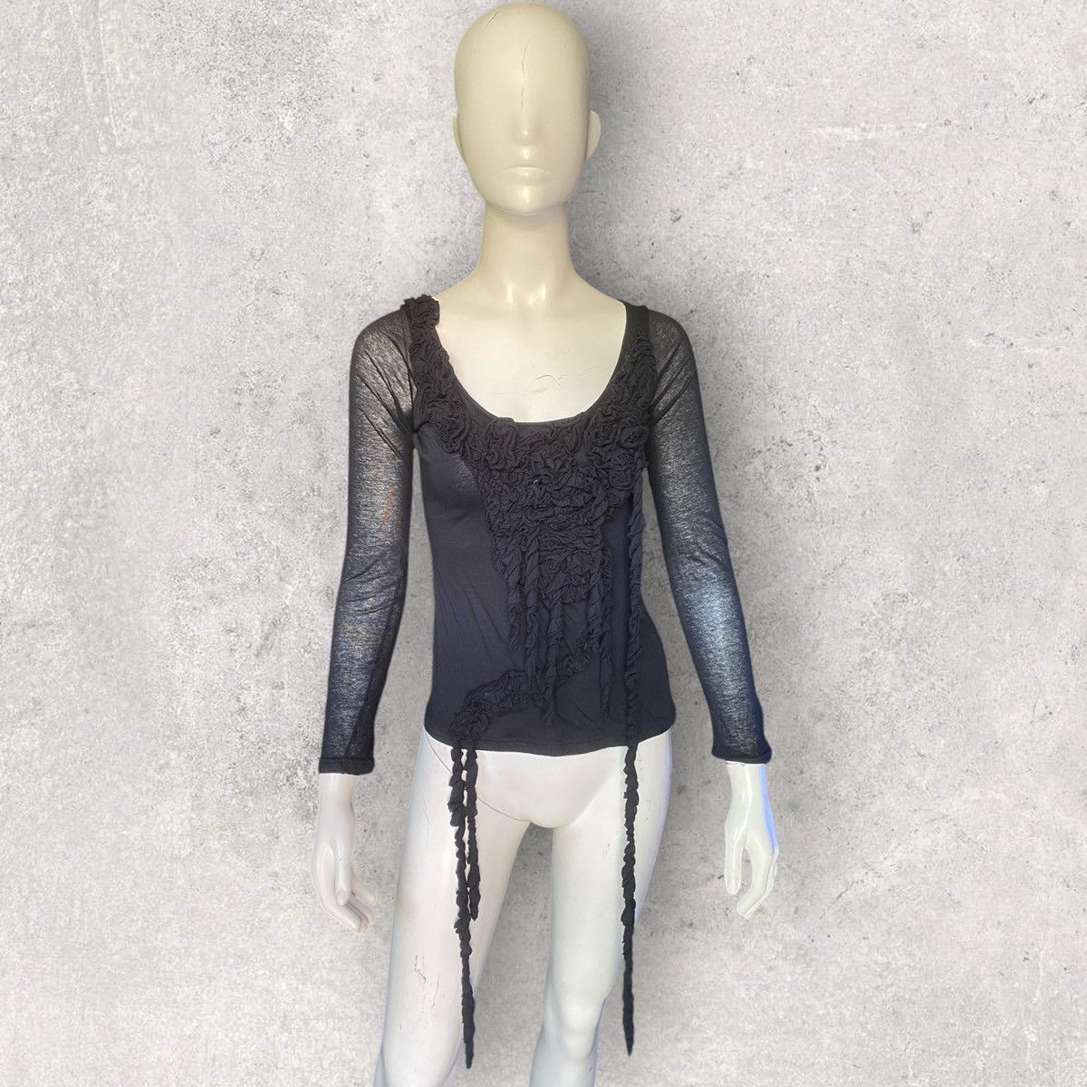 Alexander McQueen 2005 Lee Mcqueen Era Fringe L/S Size XS / US 0-2 / IT 36-38 - 3 Thumbnail