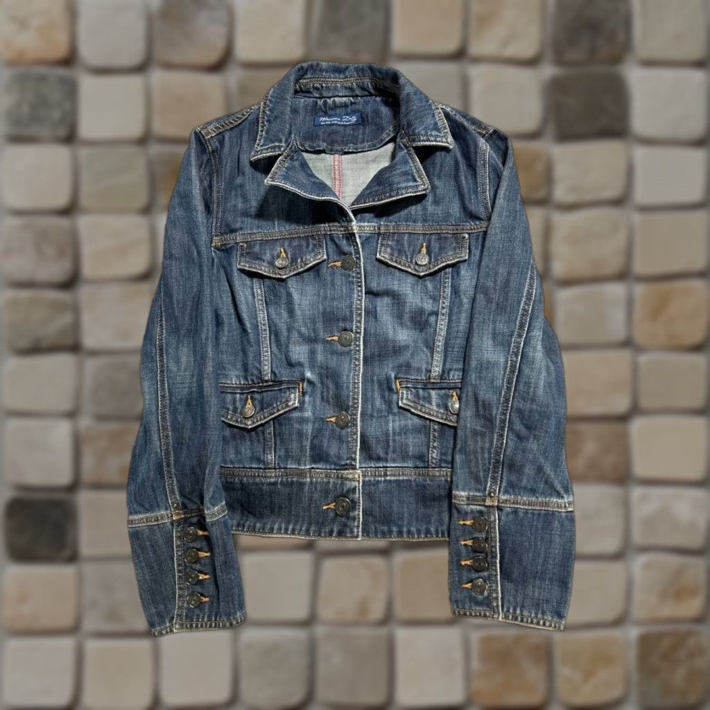 Massimo Dutti Massimo Dutti Trucker Jacket Womens 2 Blue Denim Double Vented Size XS / US 0-2 / IT 36-38 - 1 Thumbnail