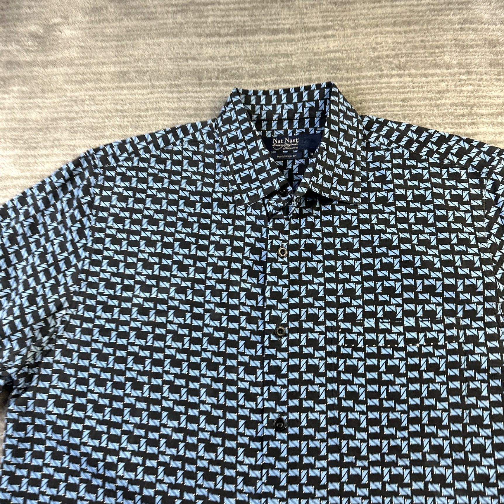 Nat Nast Nat Nast Shirt Mens Medium Blue Camp Casual Bowling Geometric Shirt Size US M / EU 48-50 / 2 - 3 Thumbnail