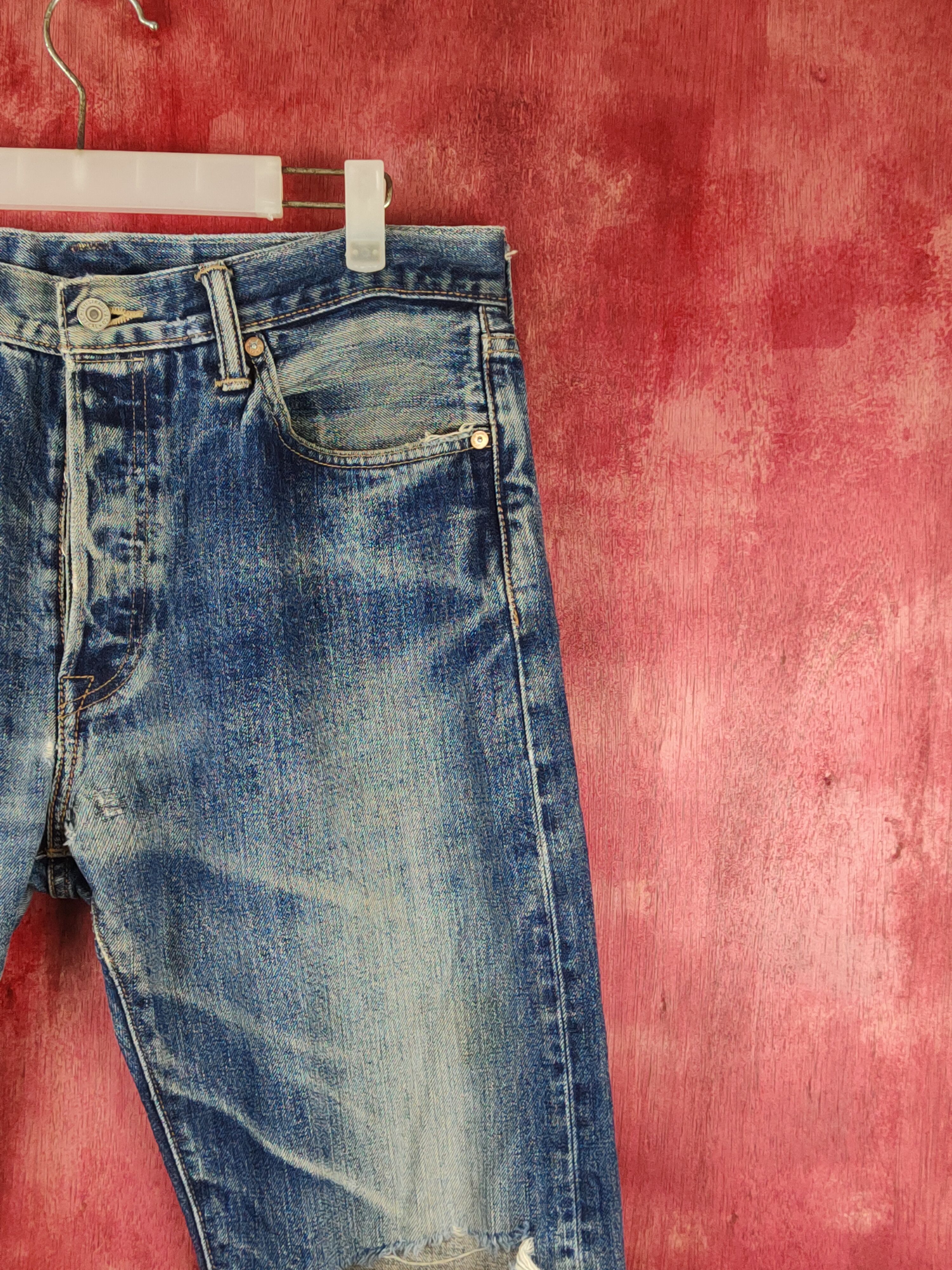 Levi's Levi's Dark Blue Faded Distressed Ripped Jeans #S1647 Size US 34 / EU 50 - 5 Thumbnail