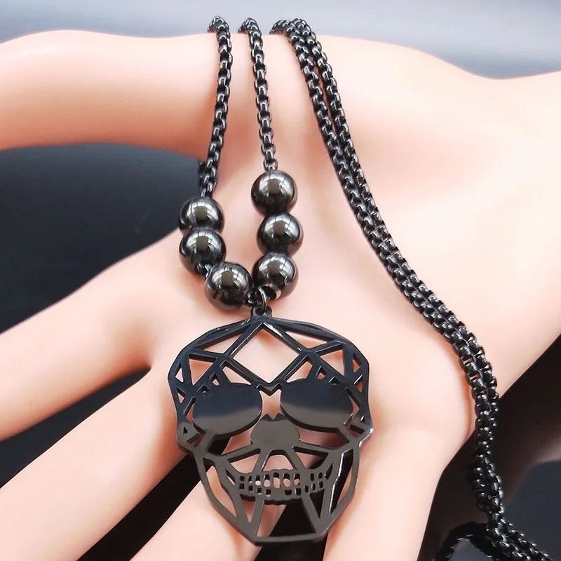 Jewelry Gothic Skull Pendant Charms Necklace Emblem Size ONE SIZE - 4 Thumbnail