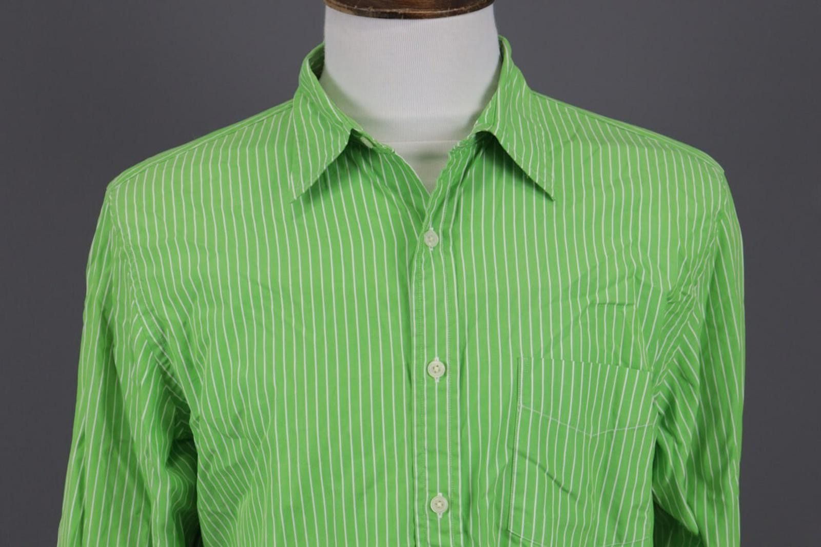 J.Crew J.Crew Tailored Fit Green Striped Dress Shirt Size 42 / L Size US L / EU 52-54 / 3 - 2 Thumbnail