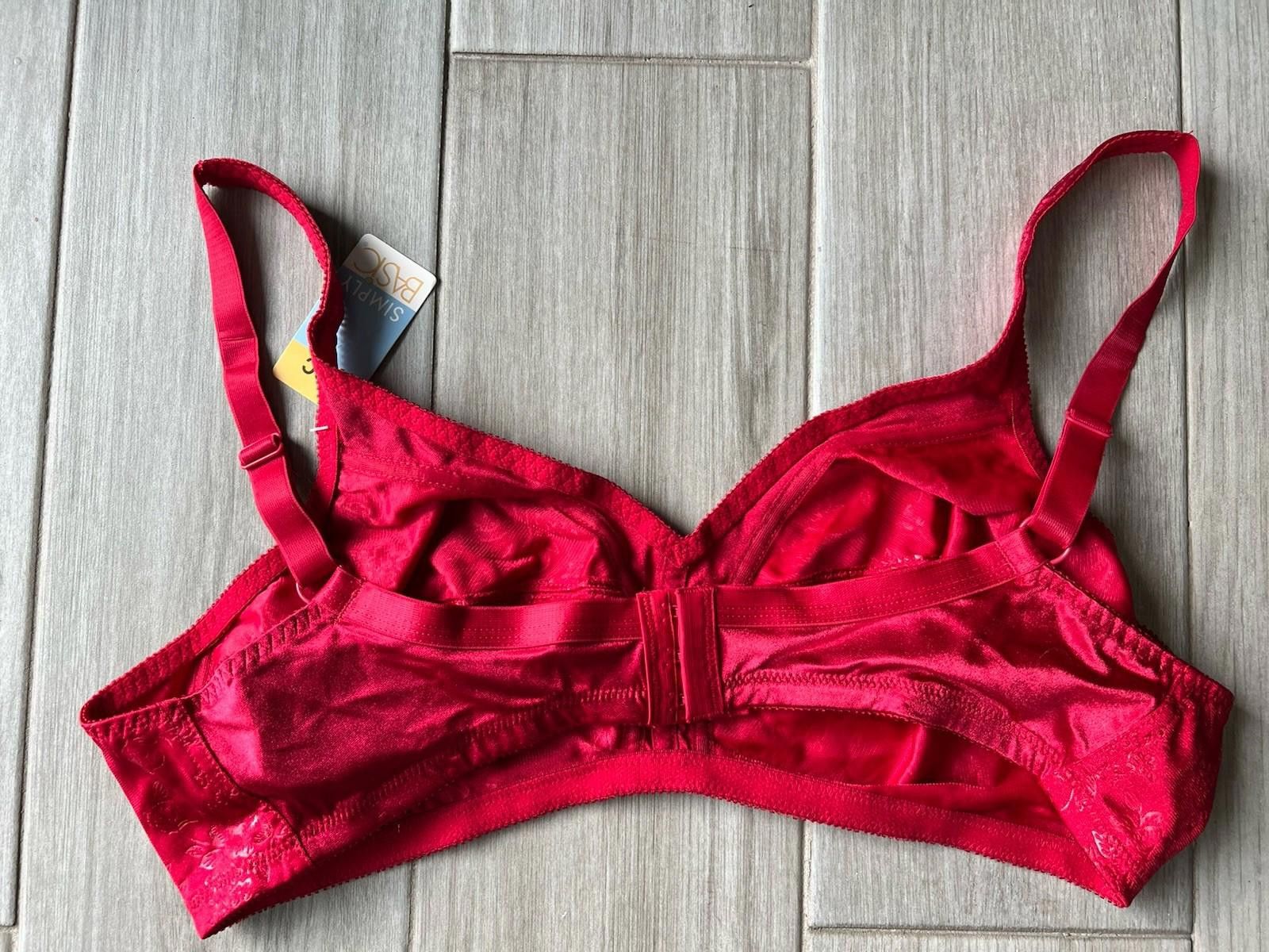 Other Simply Basic Bra Size 42C Red Floral Style Wireless New Size ONE SIZE - 2 Thumbnail