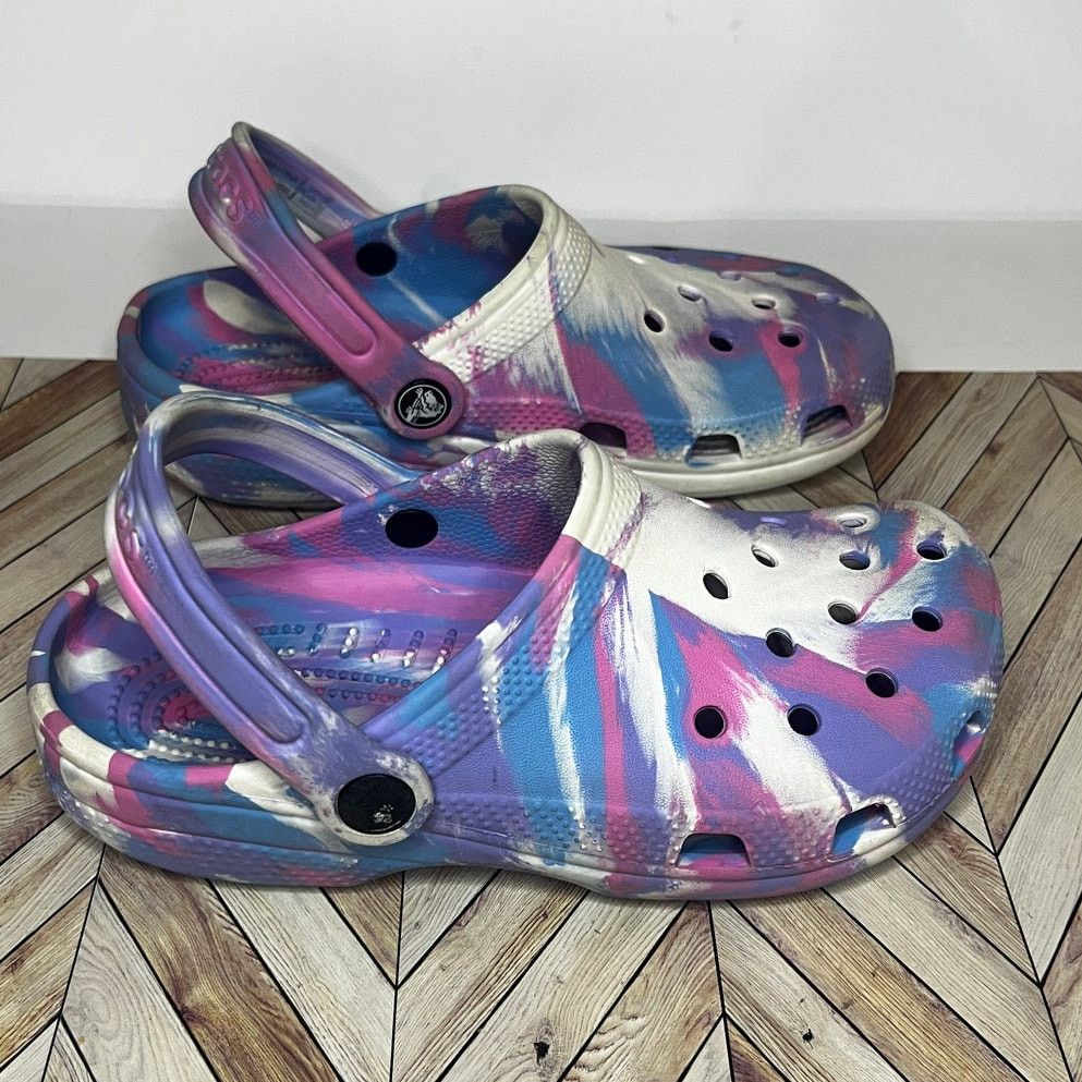 Crocs Crocs Classic Marbled Slingback Clog White/Purple Girls 3 Size US 5.5 / IT 35.5 - 4 Thumbnail