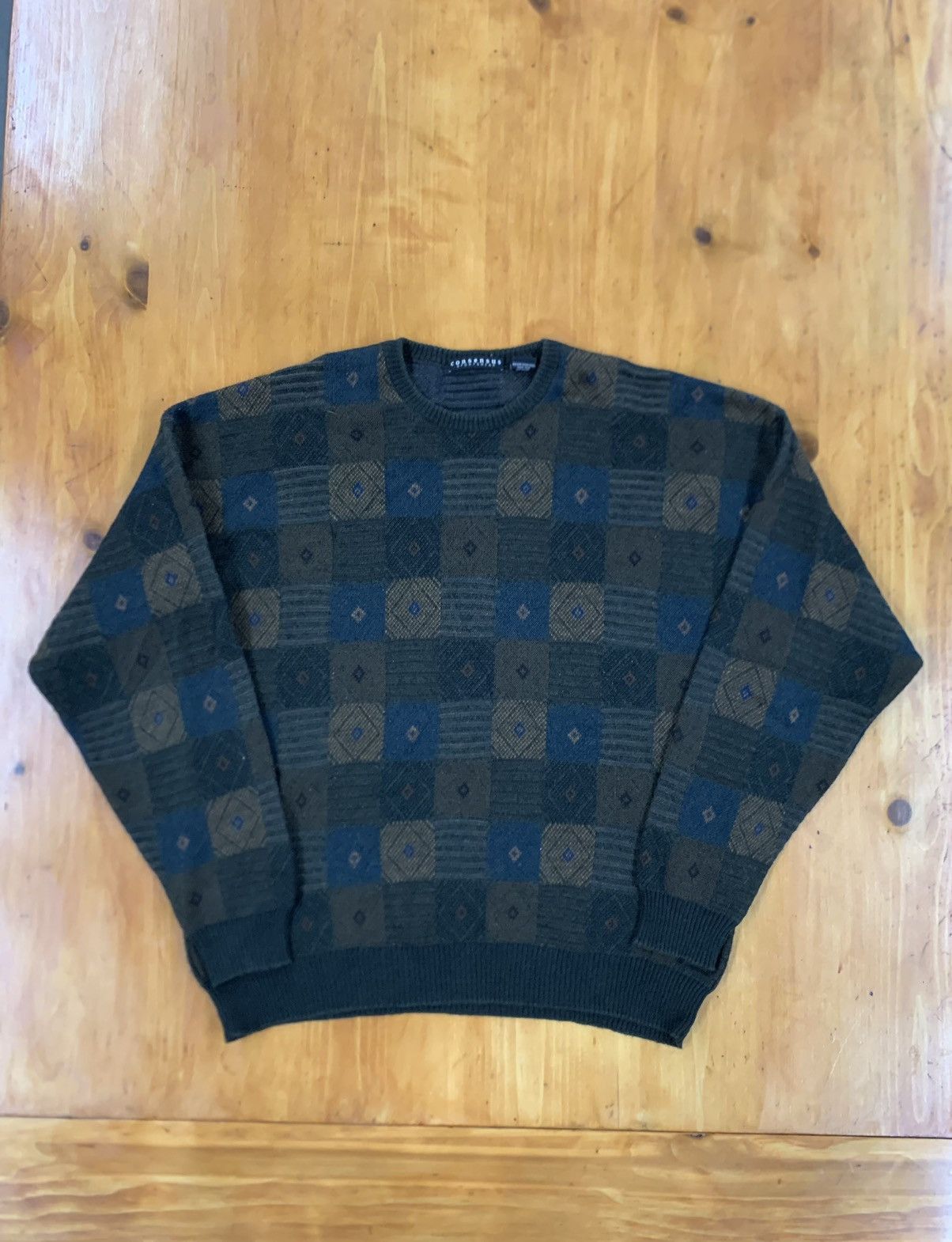 Vintage Consensus Diamond Eyes Checkerboard Knit Size US XL / EU 56 / 4 - 1 Thumbnail