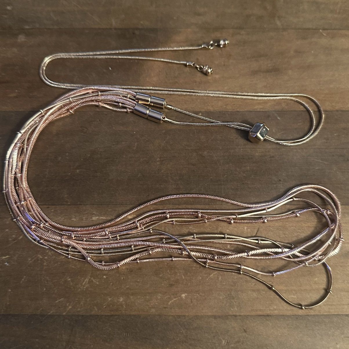Other Two tone rose gold multi strand adjustable necklace Size ONE SIZE - 3 Thumbnail