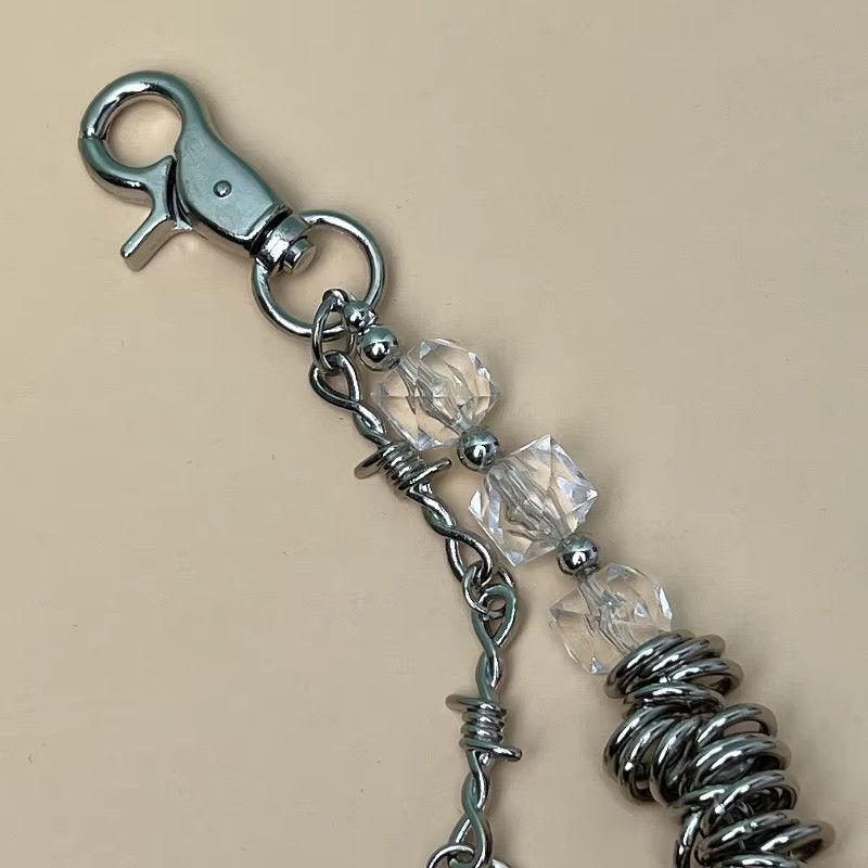 Jewelry Metal Pants Chain Waist Crystal Keychain Size ONE SIZE - 6 Thumbnail
