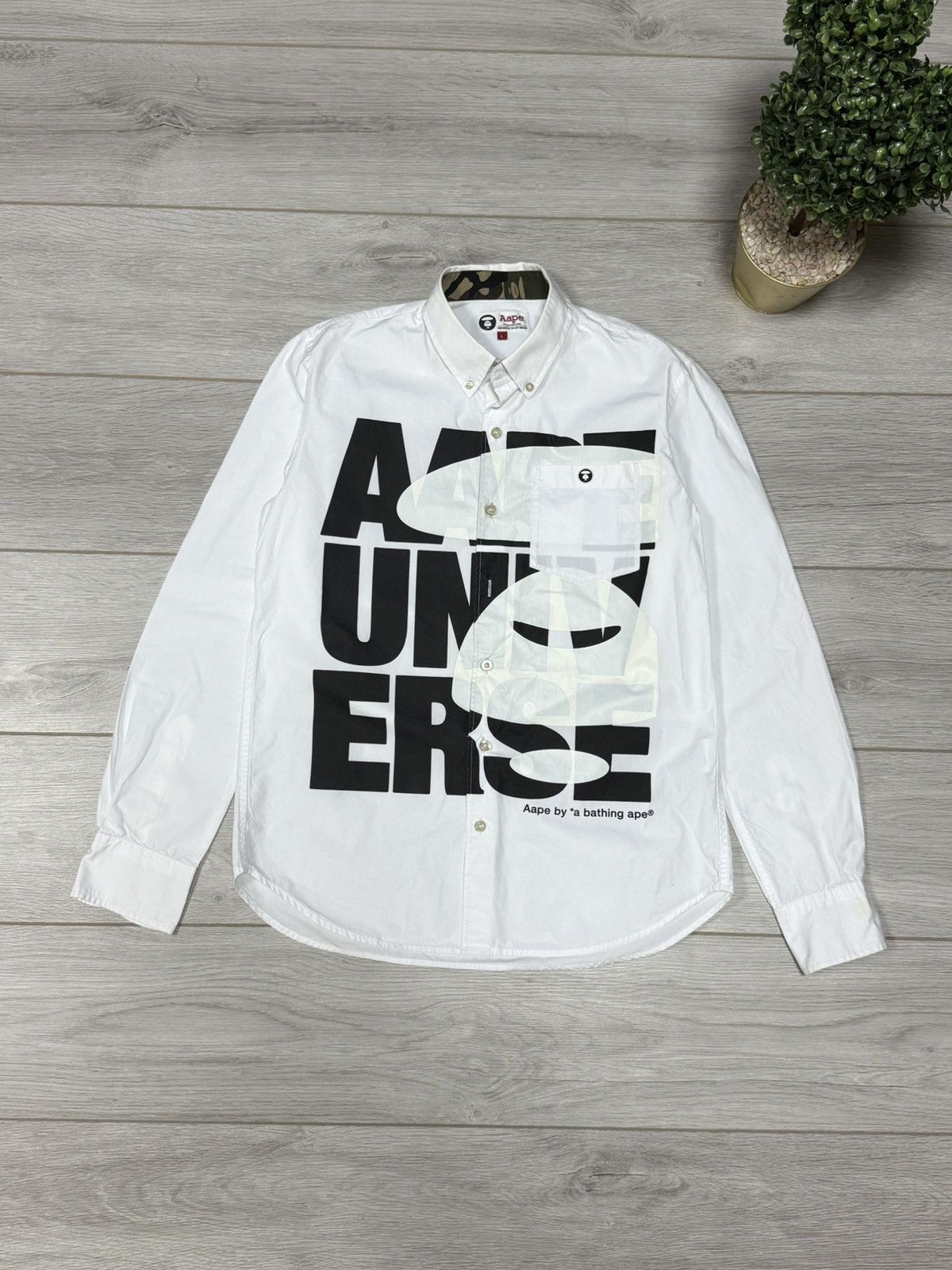 Aape Aape by Bape white and camo button up universe Size US L / EU 52-54 / 3 - 1 Thumbnail