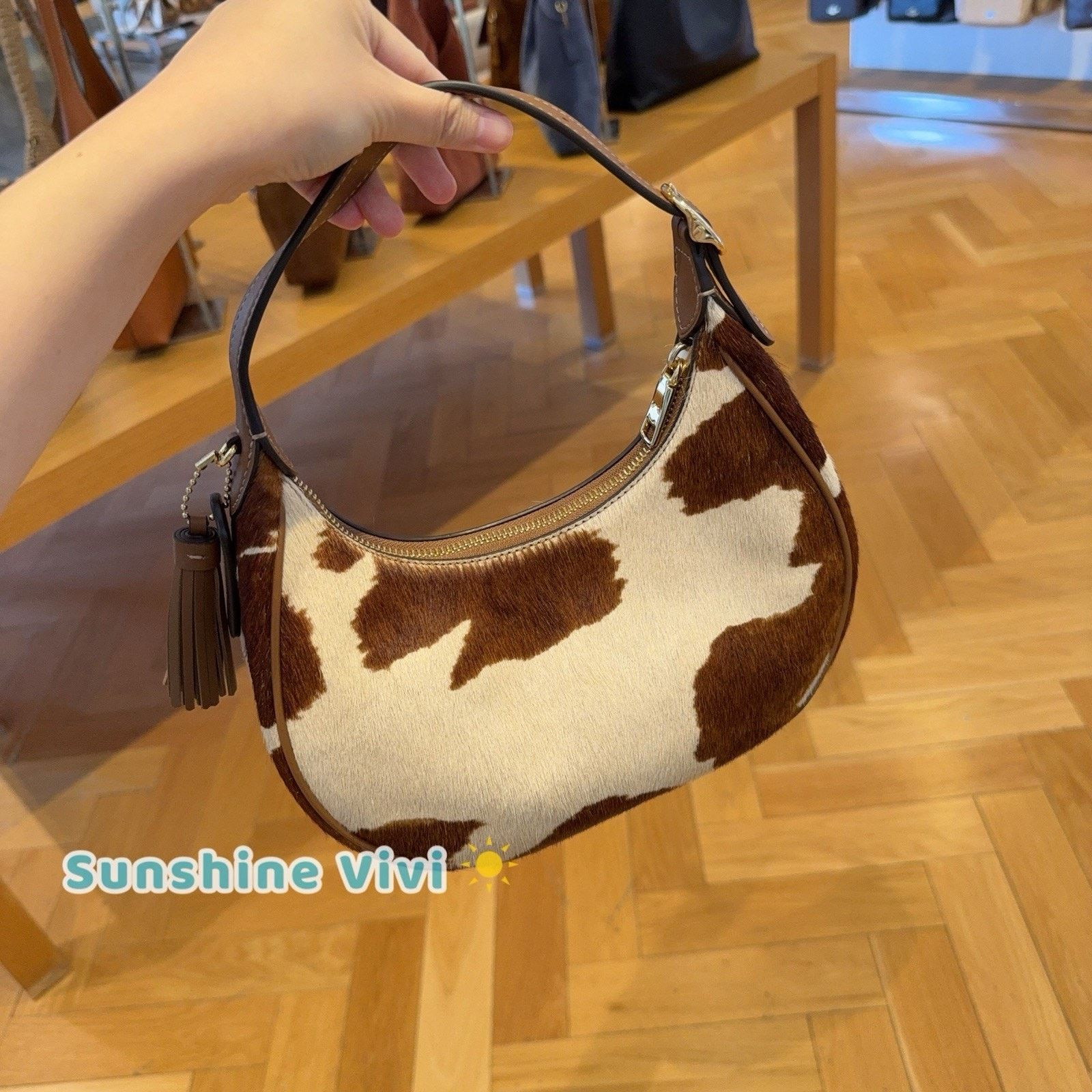 Coach NWT COACH Emily Shoulder Bag In Haircalf Cow CDX23 Gold/Cow Size ONE SIZE - 6 Thumbnail