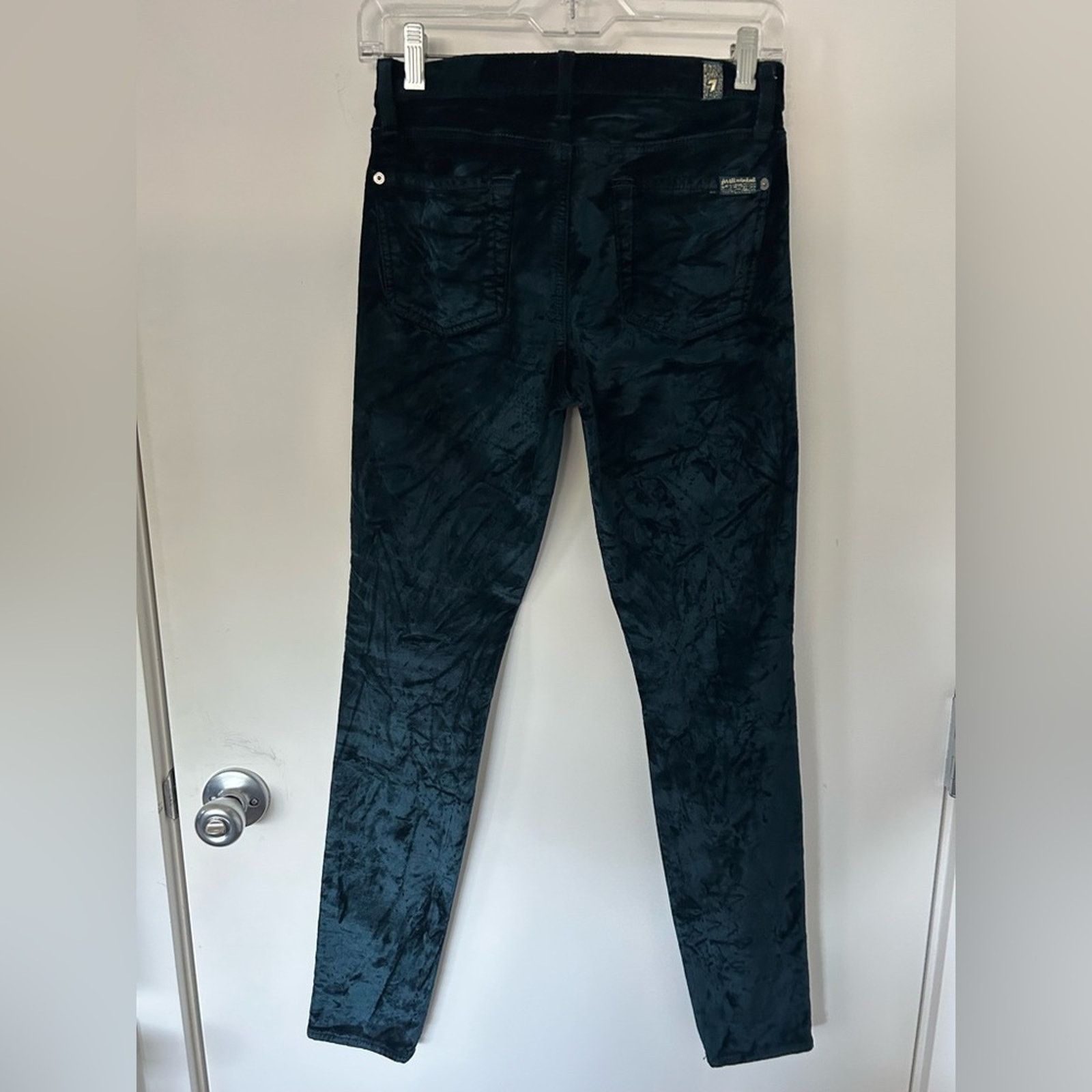 7 For All Mankind 7 For Mankind Emerald green Crushed Velvet Skinny Jeans 26 Size 26" / US 2 / IT 38 - 2 Thumbnail
