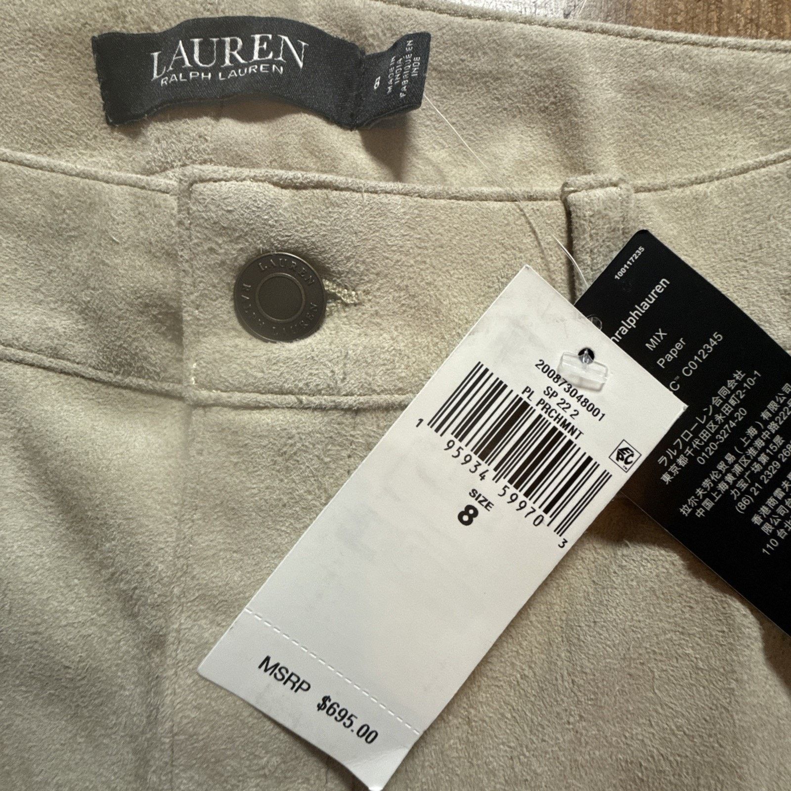 Lauren Ralph Lauren Lauren Ralph Pale Parchment High Rise Straight Leg Suede Size 30" / US 8 / IT 44 - 5 Thumbnail