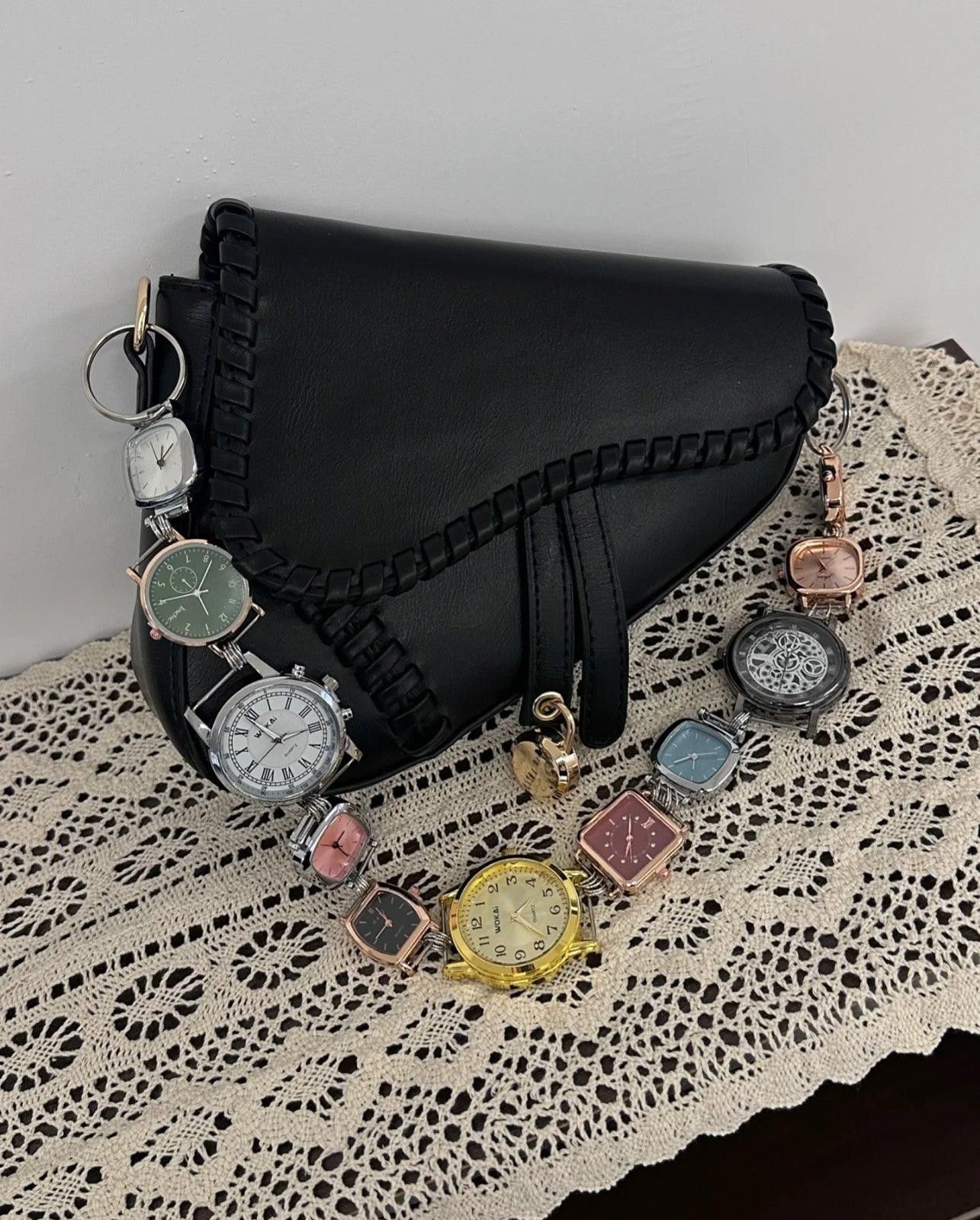 Other Woven Saddle Bag – Retro Dumpling Style, Clock Detail Size ONE SIZE - 2 Thumbnail