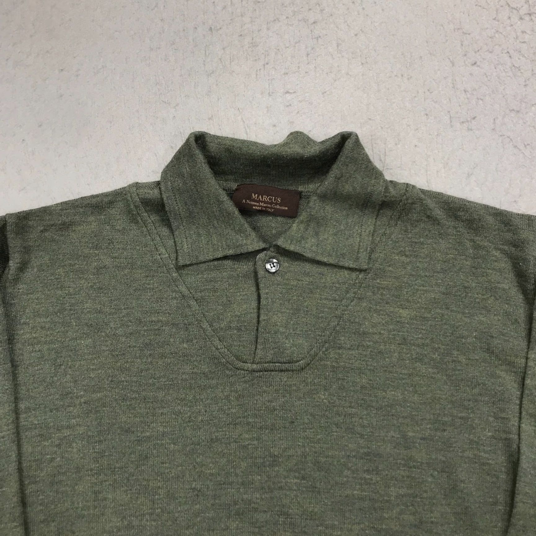 Neiman Marcus Neiman Marcus Sweatshirt Mens XL Green Wool Collared Knit Long Sleeve Preppy Size US XL / EU 56 / 4 - 2 Thumbnail