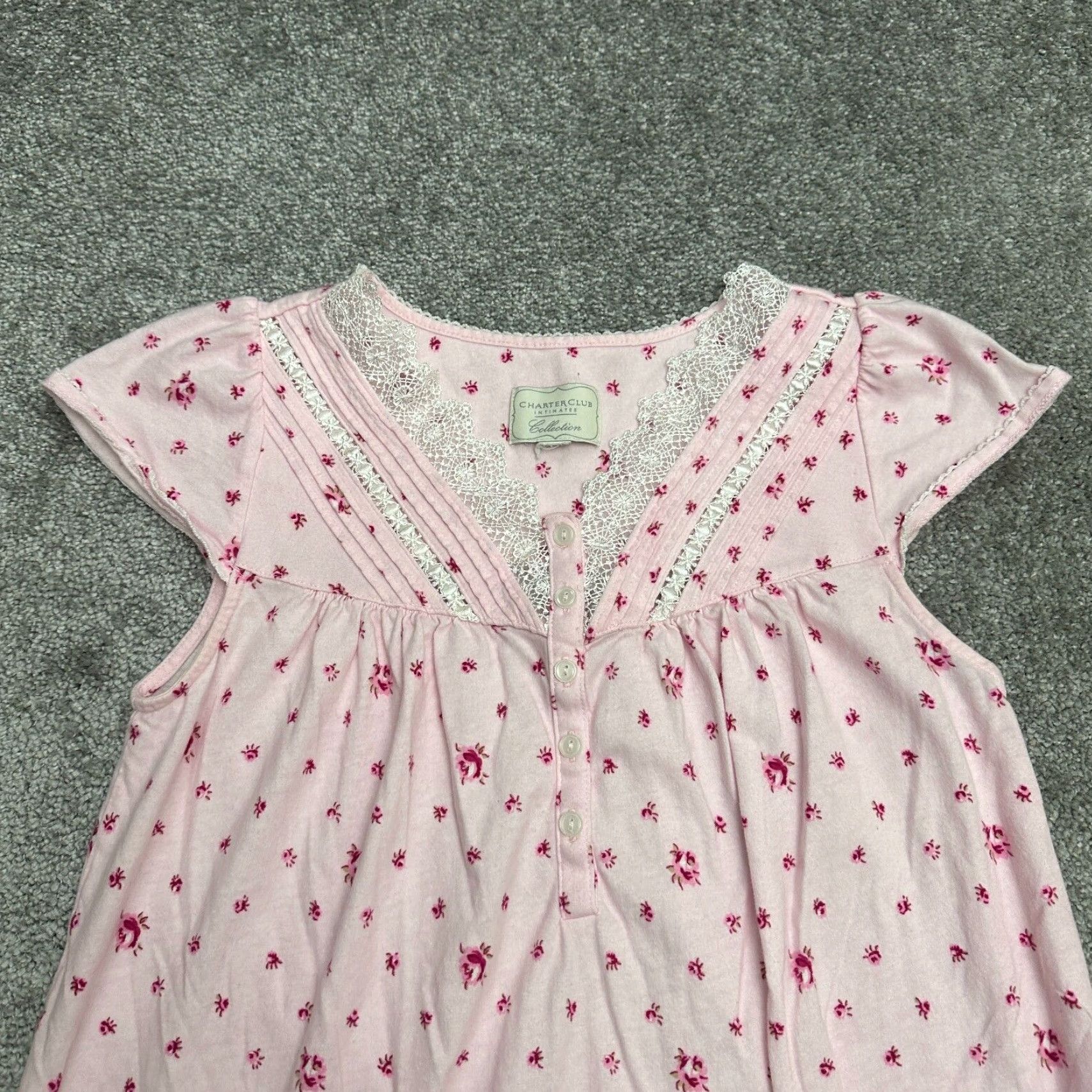Charter Club Charter Club Intimates Sleepwear Dress Womens Small Pink Floral Lace Nightgown Size S / US 4 / IT 40 - 3 Thumbnail