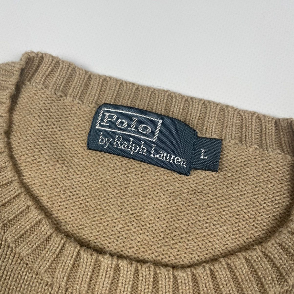 Polo Ralph Lauren × Vintage Polo Ralph Lauren Logo Beige Sweater Size: M - L Size US L / EU 52-54 / 3 - 3 Thumbnail