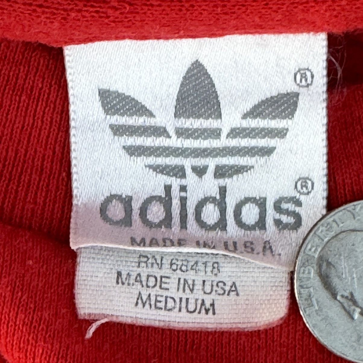 Adidas × Nike Vintage 80s Made In USA Red Adidas Logo Crewneck Fits Small Size US S / EU 44-46 / 1 - 6 Thumbnail