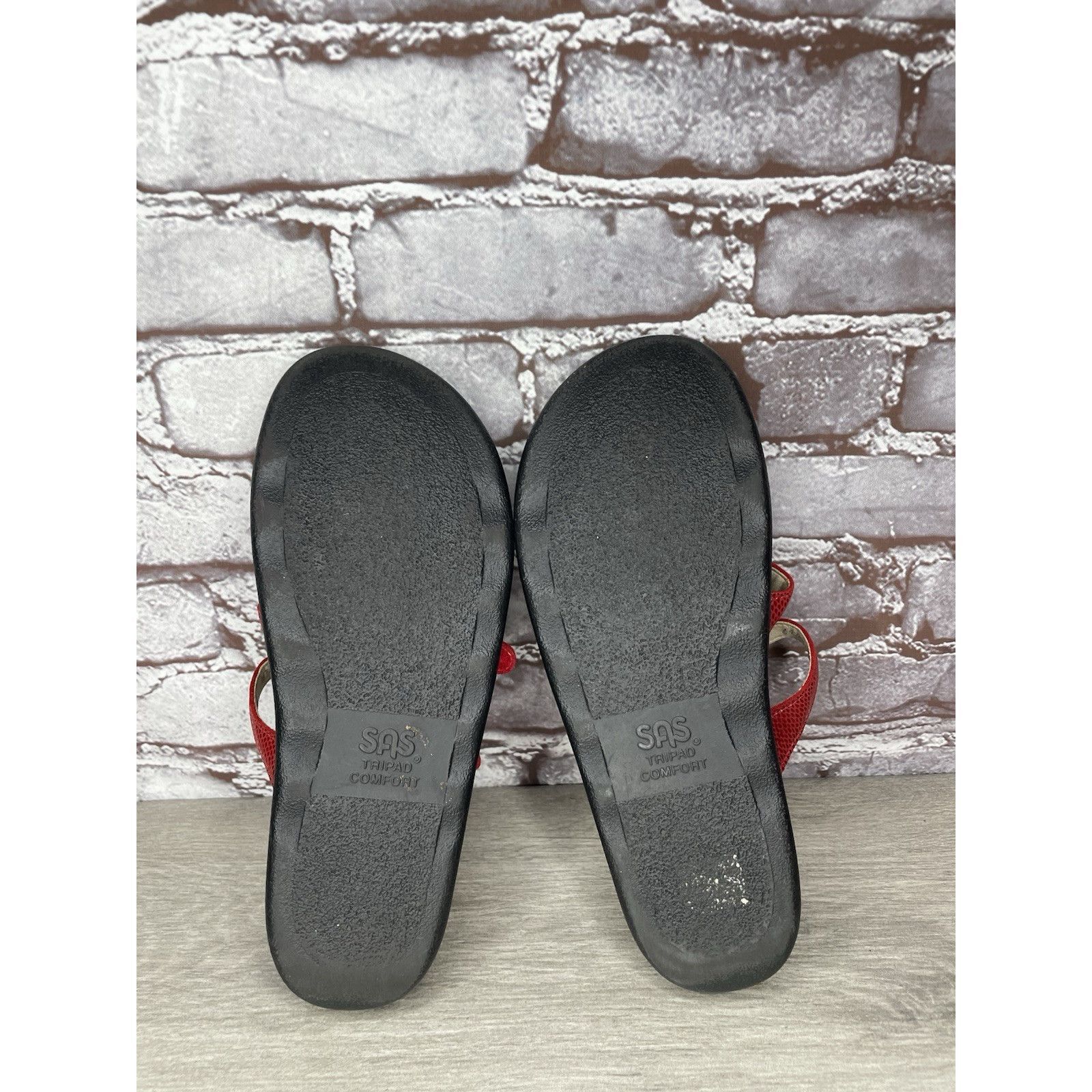 Other SAS Naples Red Leather Snakeskin Embossed 3 Strap Sandals Wo Size US 9.5 / IT 39.5 - 22 Thumbnail