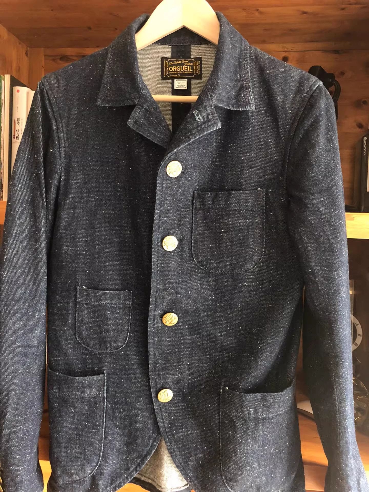 Orgueil Indigo Vintage Snow Wash Denim Blazer Size US M / EU 48-50 / 2 - 5 Thumbnail