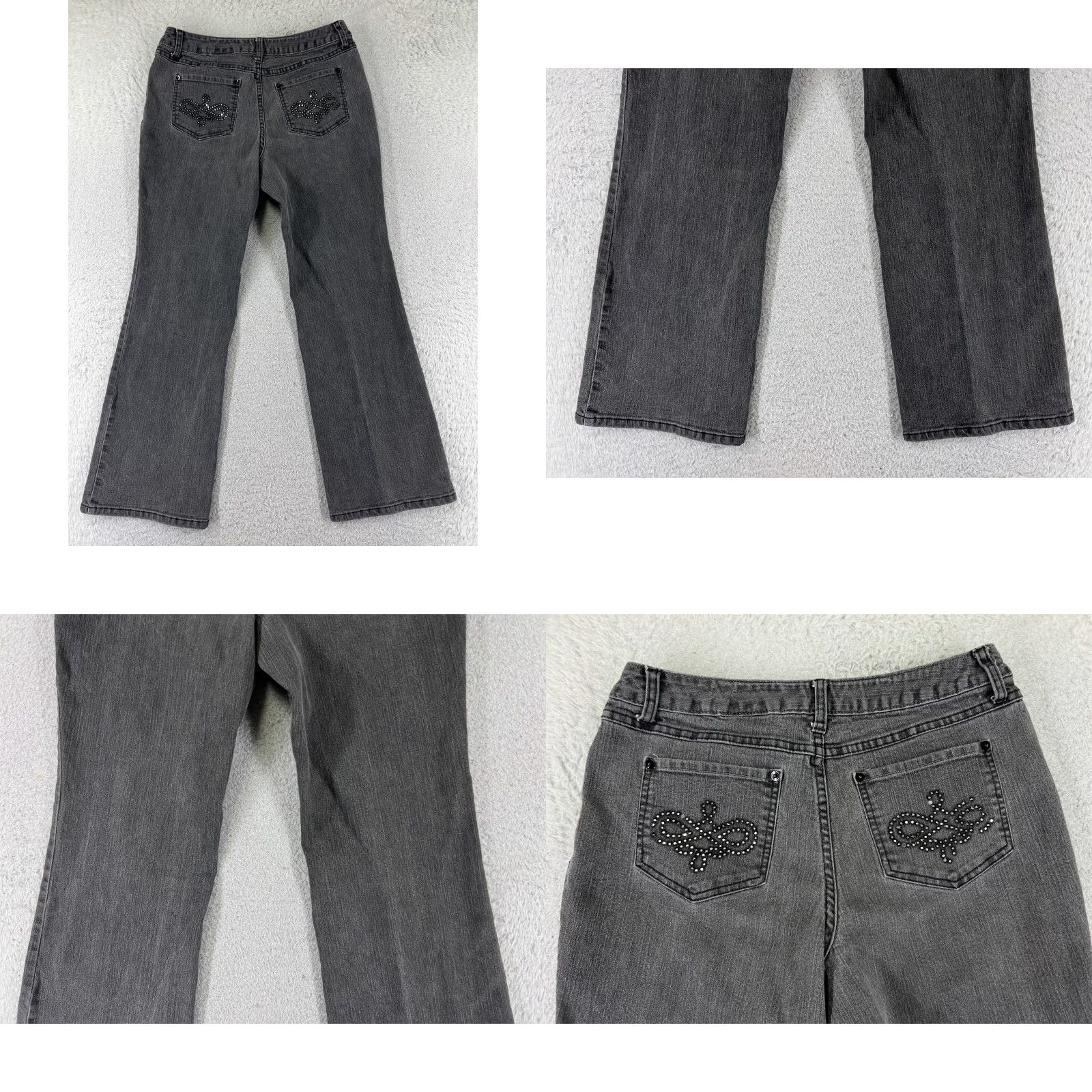 Vintage Style&co Jeans Womens 10P Black Denim Bootcut 28x27 5-Pocket Embroidered Logo Cotton Stretch Regular Petite Moderate Wash Mens? Size 32" / US 10 / IT 46 - 9 Thumbnail