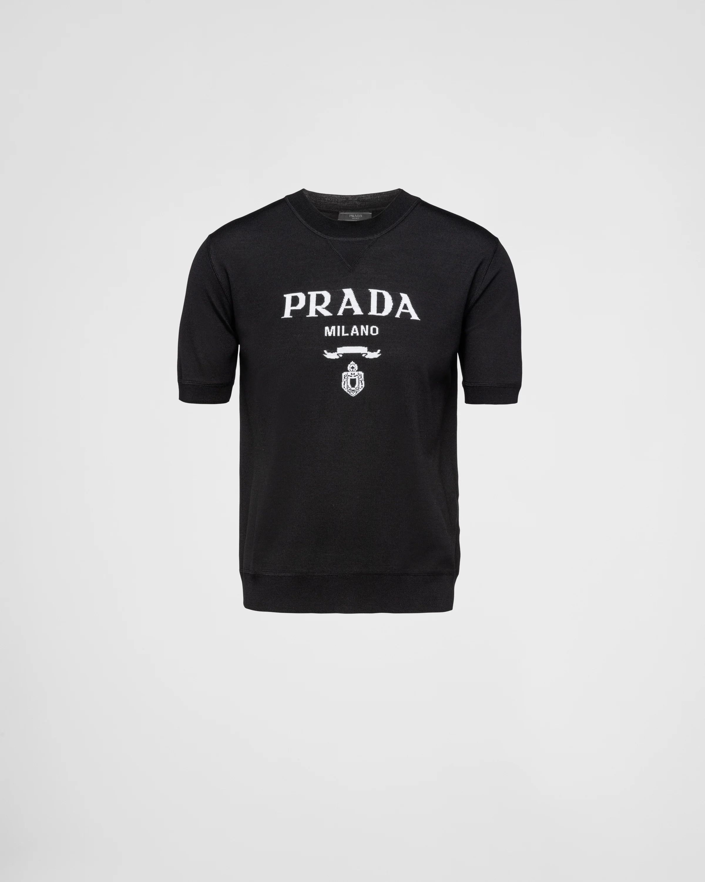 Prada o1mt1gz0226 Superfine Wool Crew-Neck Sweater in Black Size US S / EU 44-46 / 1 - 1 Thumbnail
