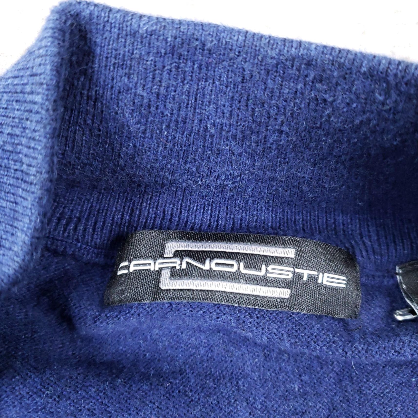 Vintage Carnoustie Mens XL Blue Cotton Cashmere Quarter Zip Pullover Size US XL / EU 56 / 4 - 5 Thumbnail