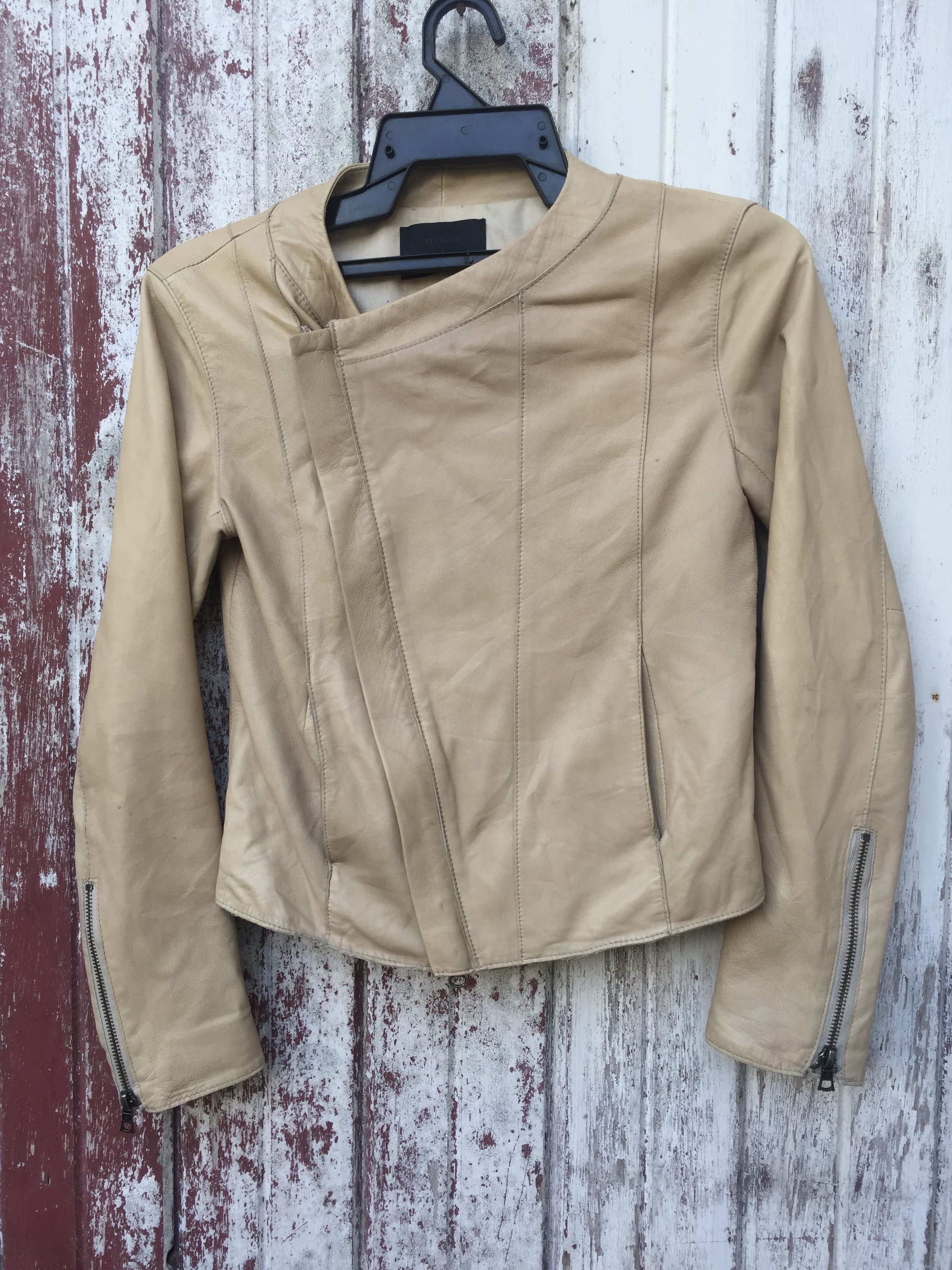 Japanese Brand Studious Made In Japan Asymmetric Leather Jacket Size US XS / EU 42 / 0 - 1 Thumbnail