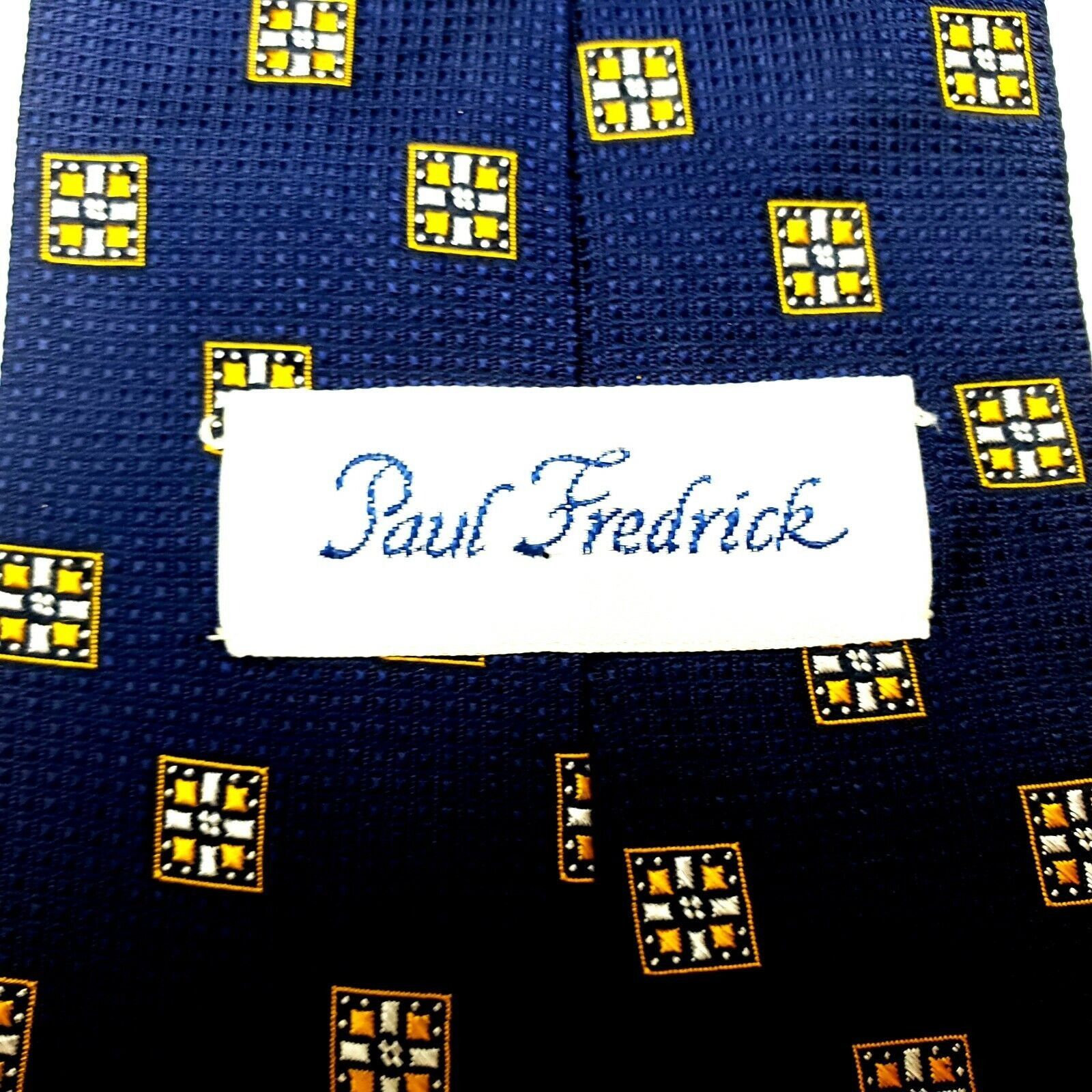 Paul Fredrick Paul Fredrick Silk Tie Blue Woven Geometric Short Size ONE SIZE - 3 Thumbnail