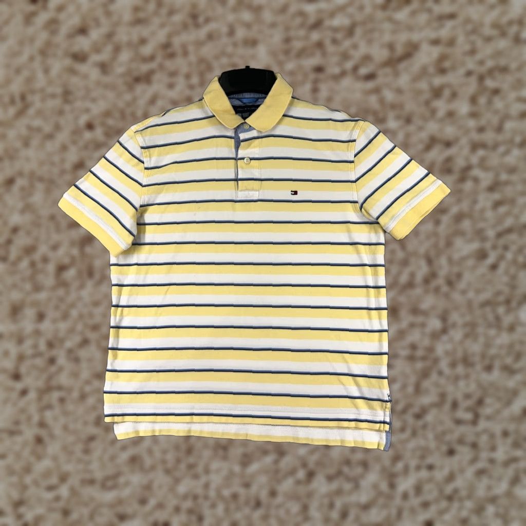Tommy Hilfiger Tommy Hilfiger Polo Shirt Men Medium Yellow Stripe Cotton Knit Short Sleeve Size US M / EU 48-50 / 2 - 1 Thumbnail