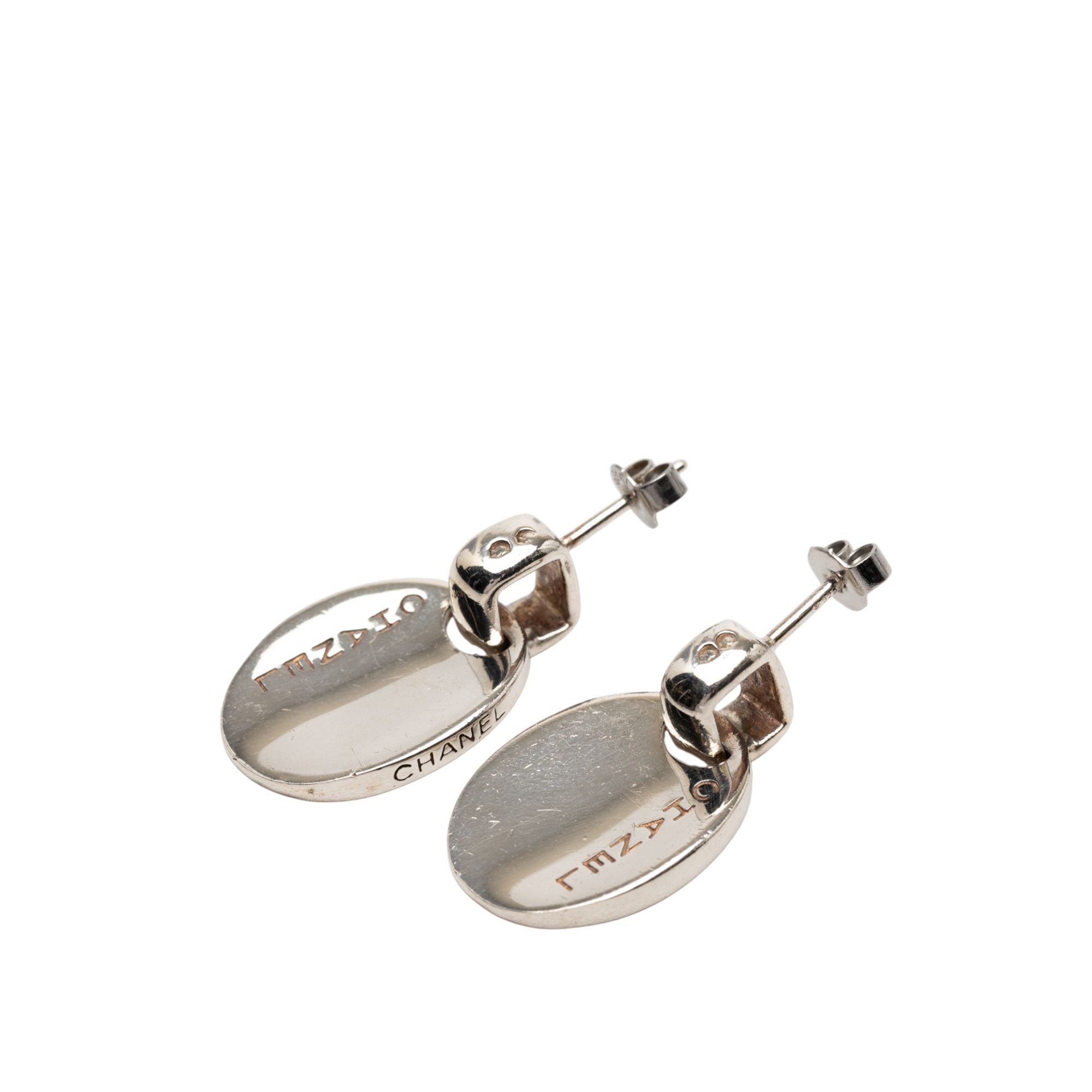 Chanel Chanel Sterling Silver Logo Push Back Earrings Size ONE SIZE - 1 Thumbnail