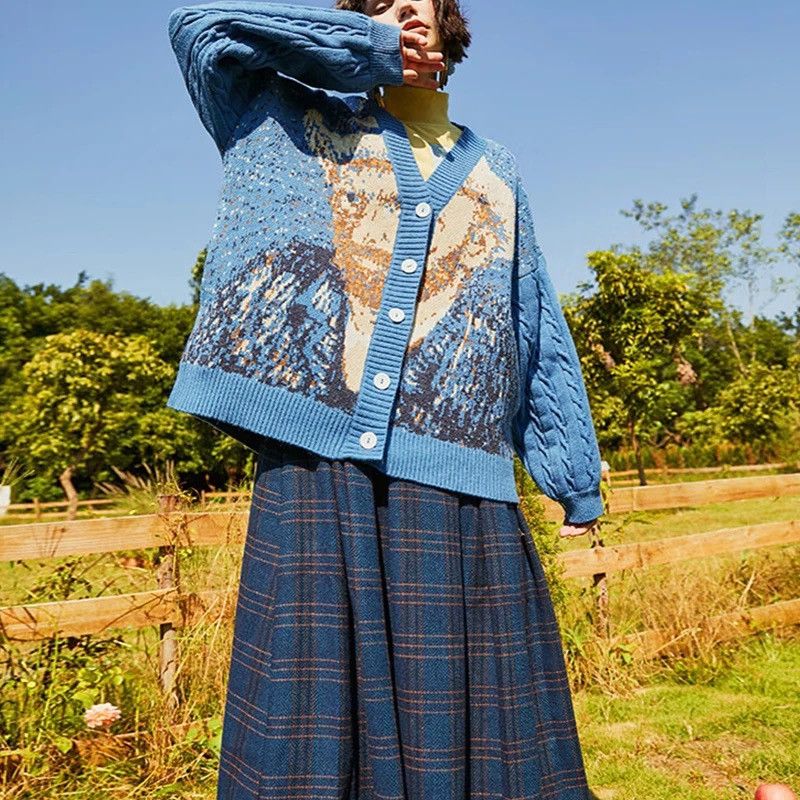 Other Van Gogh Oversized Cardigan Cute Vintage Designer Style Size M / US 6-8 / IT 42-44 - 1 Thumbnail
