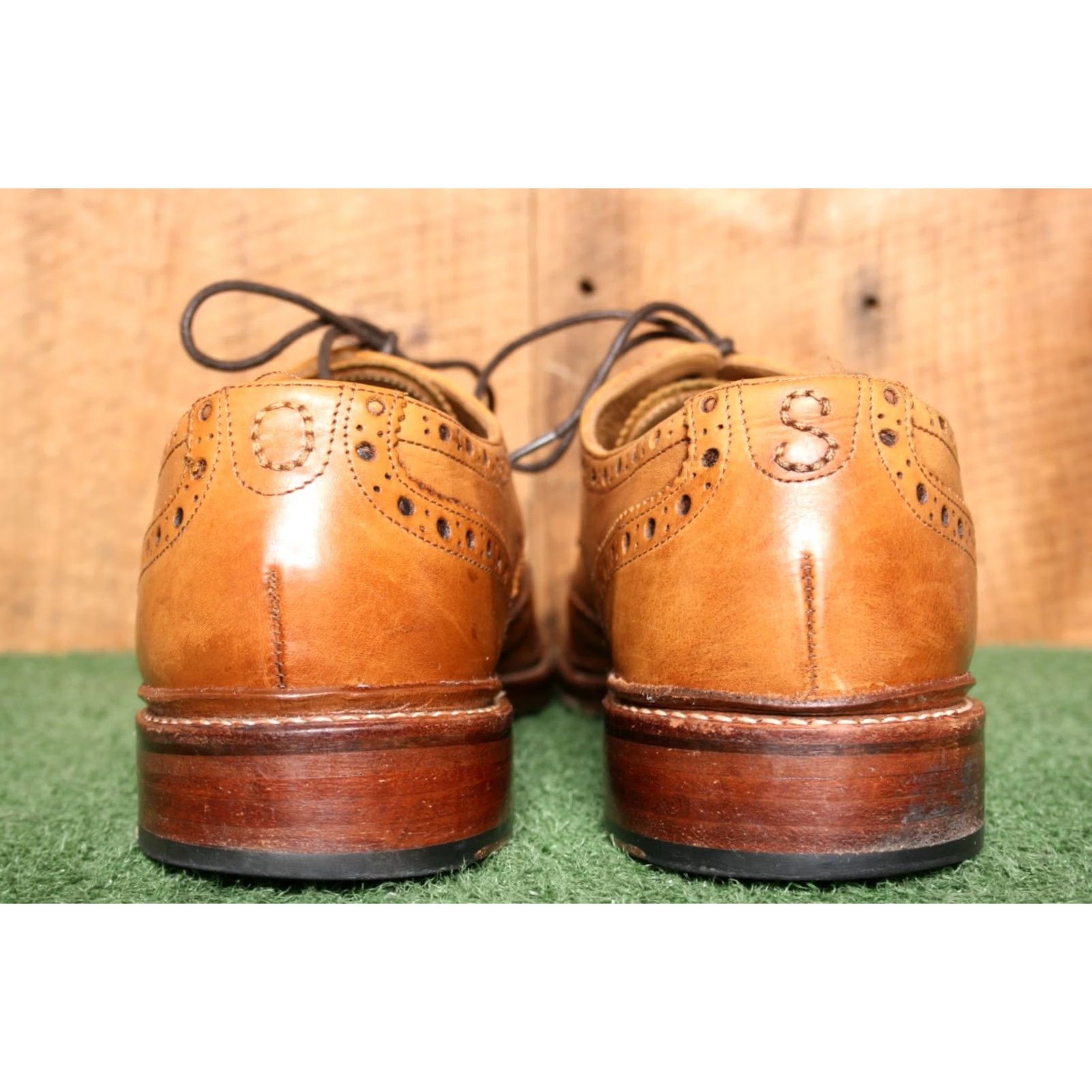 Oliver Sweeney VINTAGE Oliver Sweeney Saunders Derby Shoes Tan Leather Wingtip Goodyear Welted Mens 10.5 US 11.5 Size US 11 / EU 44 - 4 Thumbnail