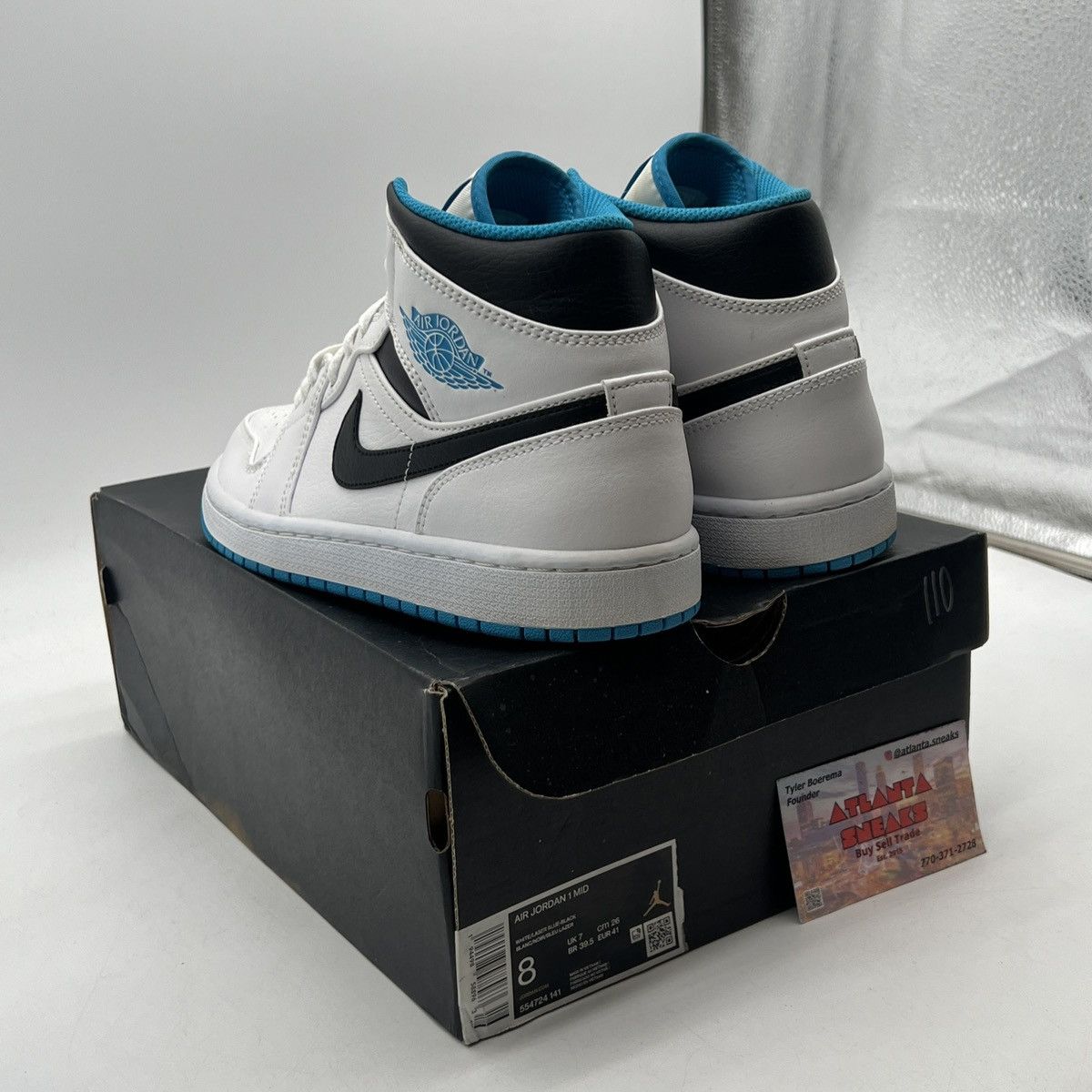 Nike Air Jordan 1 mid laser blue Size US 8 / EU 41 - 4 Thumbnail
