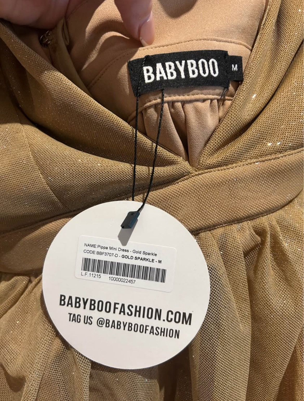 Babyboo Fashion ‘Pippa’ Gold mini dress Size M / US 6-8 / IT 42-44 - 3 Thumbnail