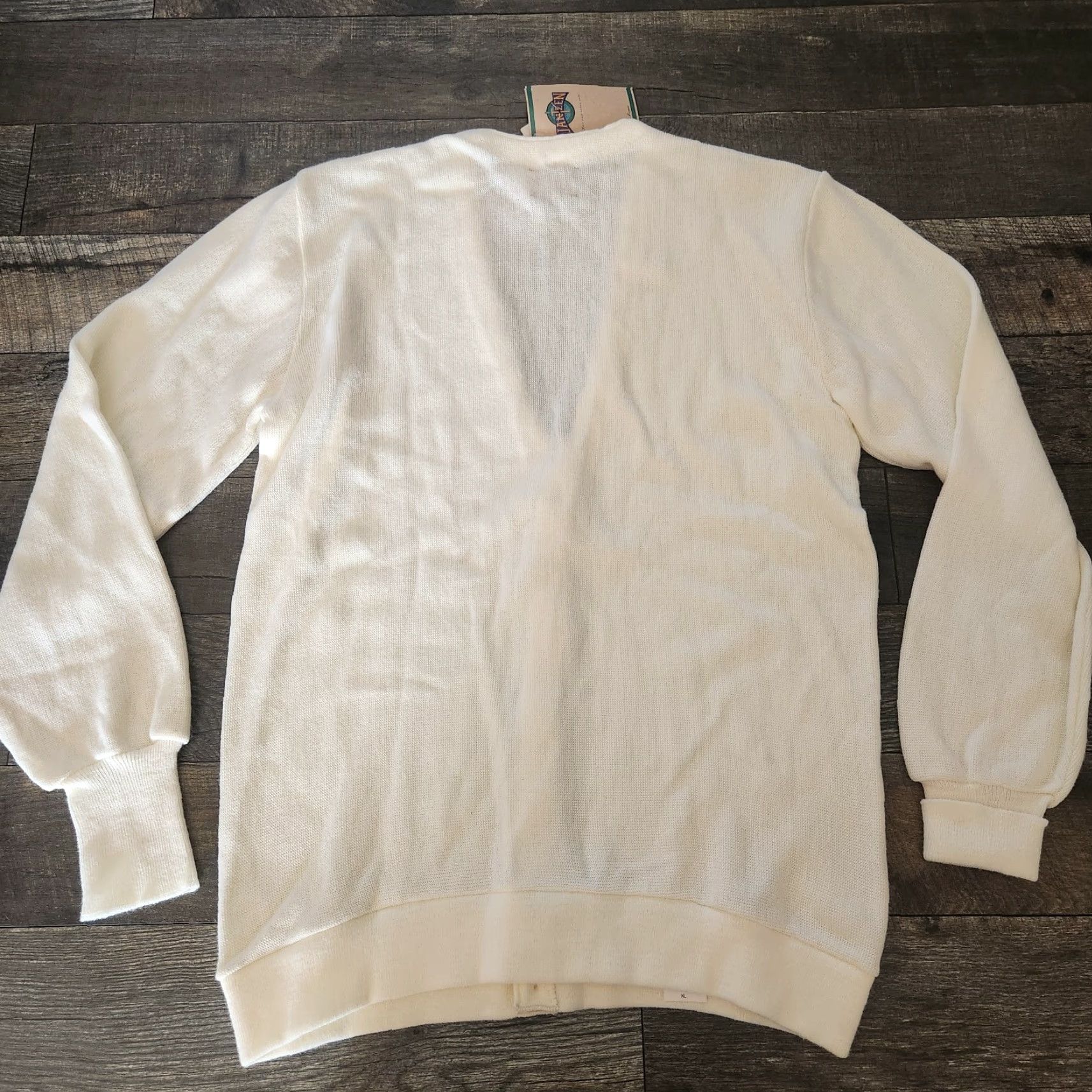 Jantzen VINTAGE Jantzen Sweater Cardigan NOS 90s Kurt Cobain Grunge Men's XL Tall White USA Made Size US XL / EU 56 / 4 - 6 Thumbnail