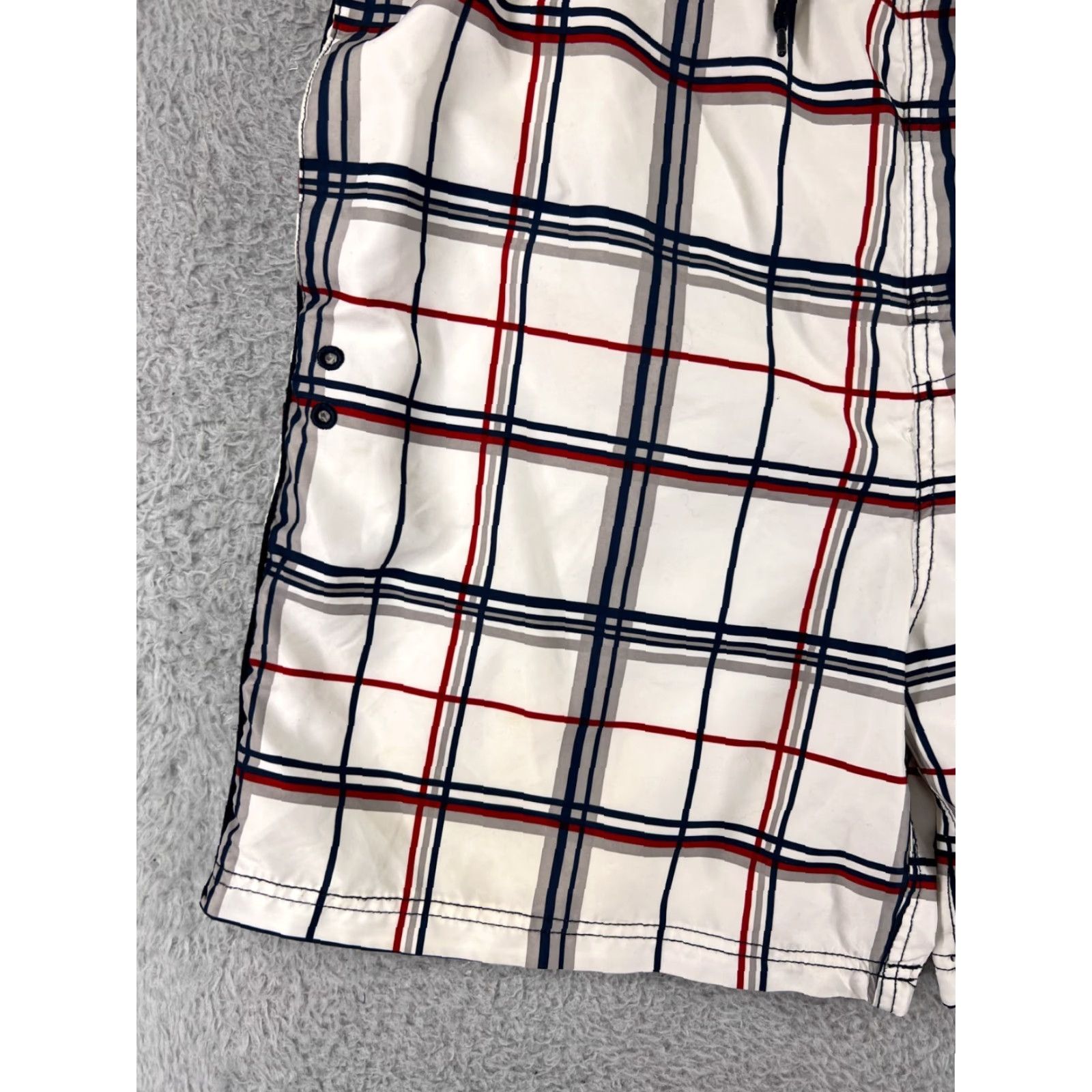 Faded Glory Faded Glory Mens Board Shorts Swim Trunks Medium White Gray Plaid Beach Surf Pants Mens Size US 31 - 5 Thumbnail