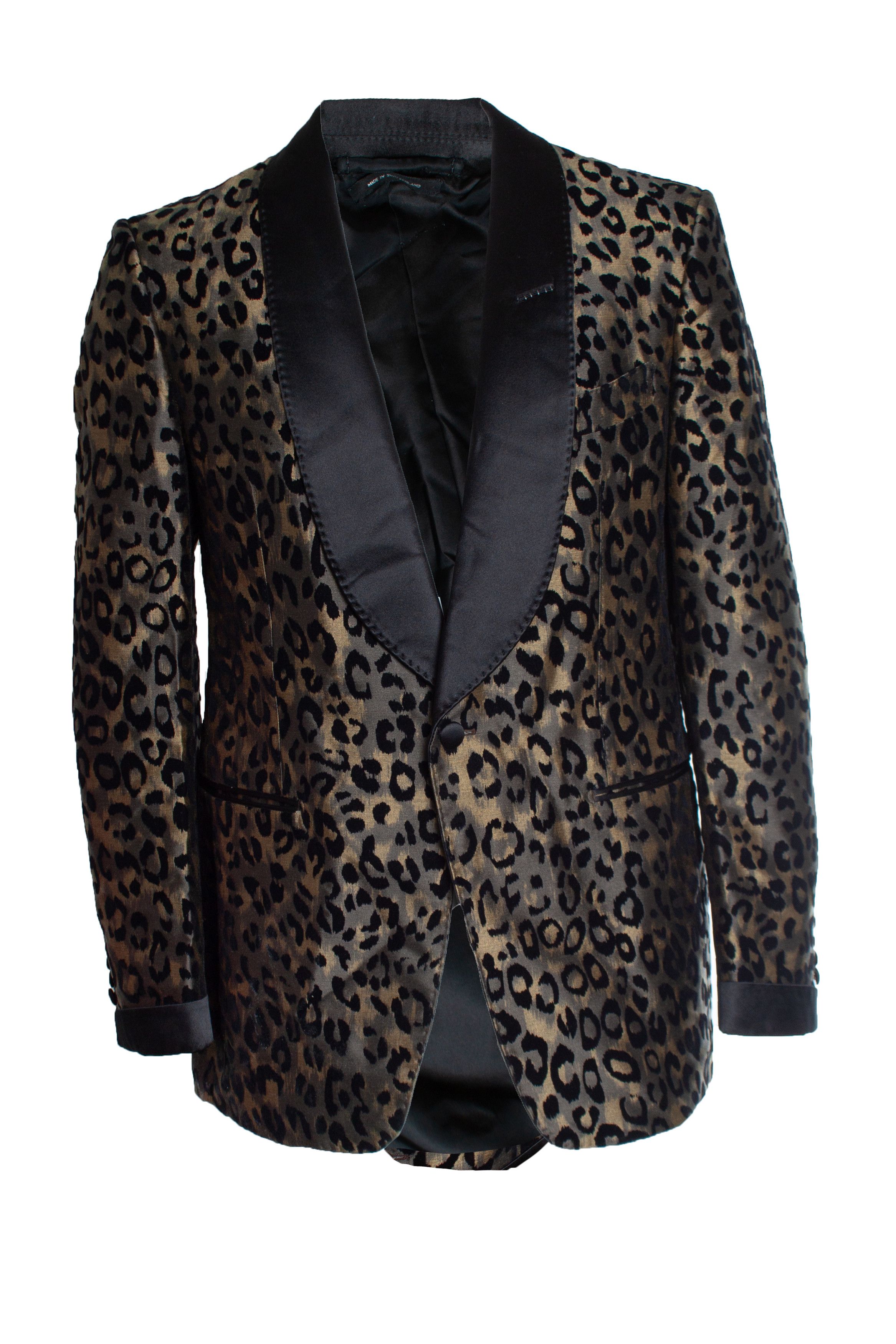 Tom Ford Shelton Leopard printed tuxedo jacket
