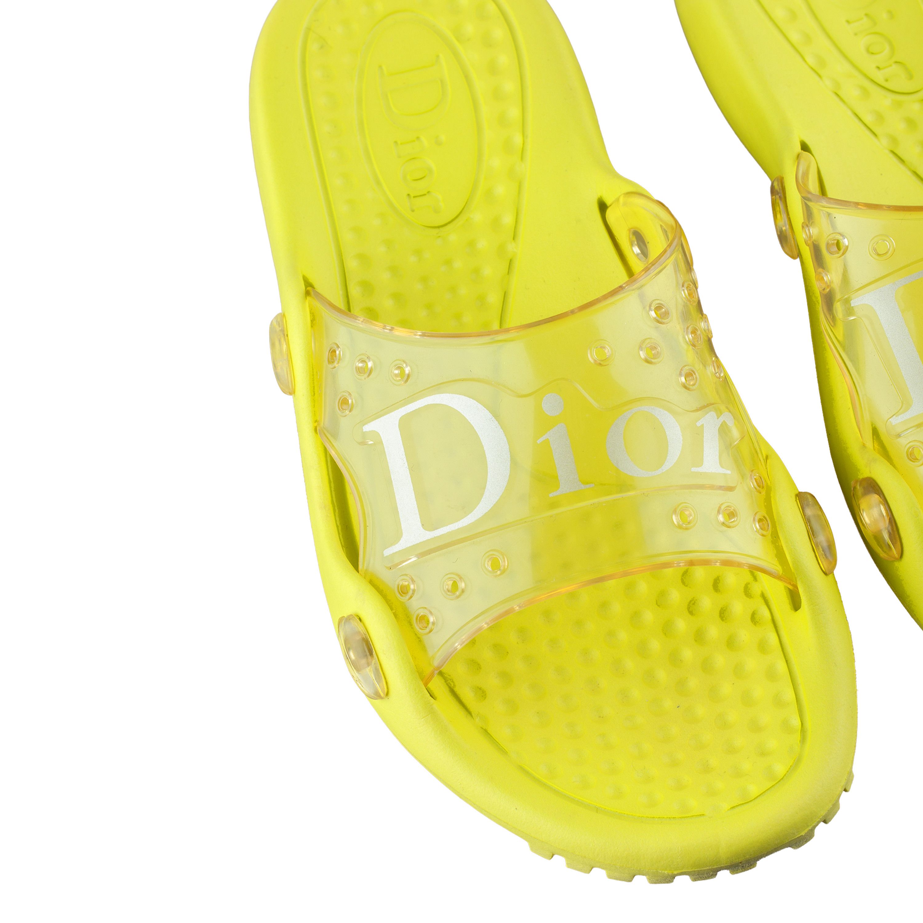 Dior Dior Yellow Rubber Vintage Jelly Sandals Size US 7 / IT 37 - 2 Thumbnail