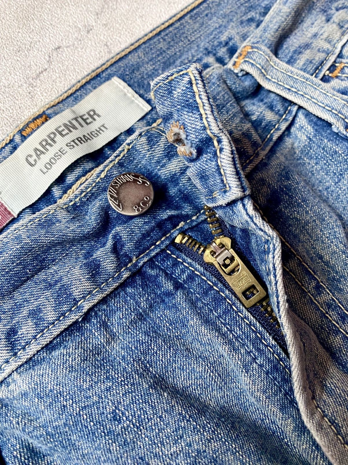 Levi's Vintage 00s Levis Carpenter Y2K Blue Jeans Loose Straight Size US 34 / EU 50 - 14 Thumbnail